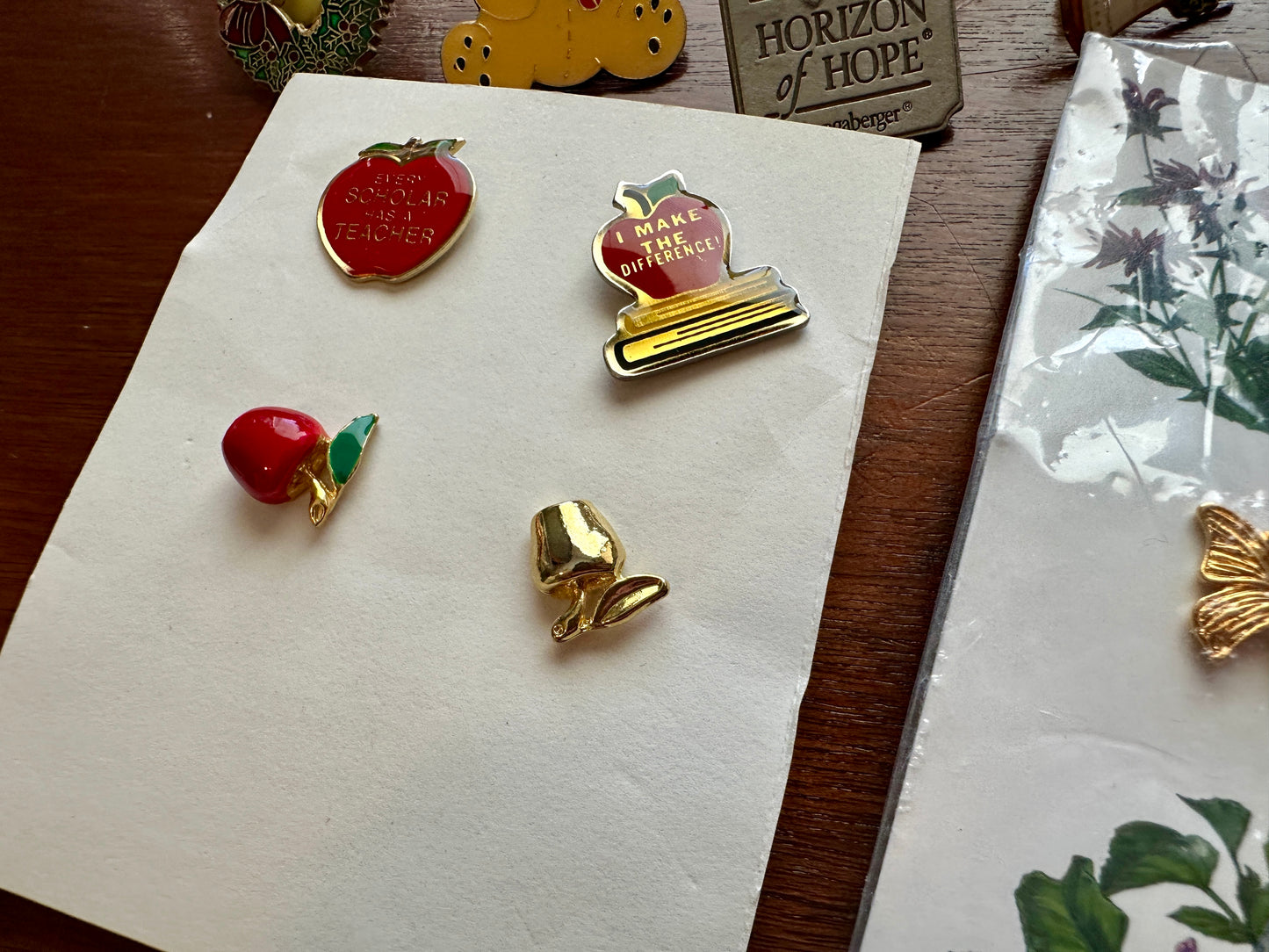 Vintage Contemporary Enamel Pinback Pin Lapel Pin Brooch Lot Butterfly Flower