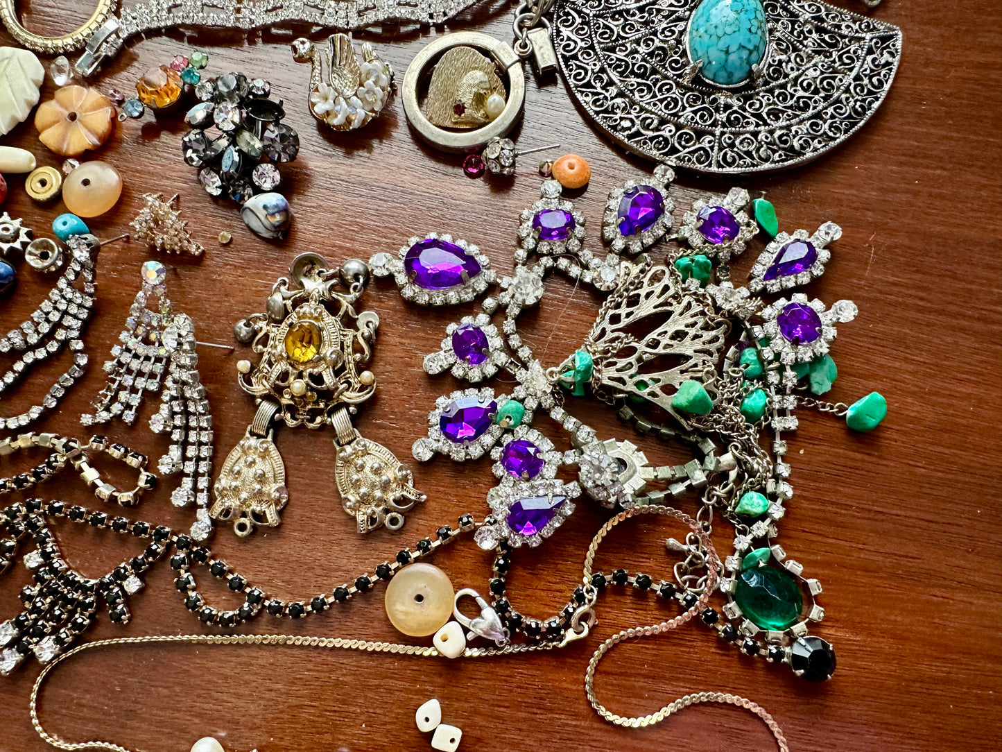 Vintage Jewelry Lot Rhinestone Bead Harvest Craft Cabochon Stone Broken