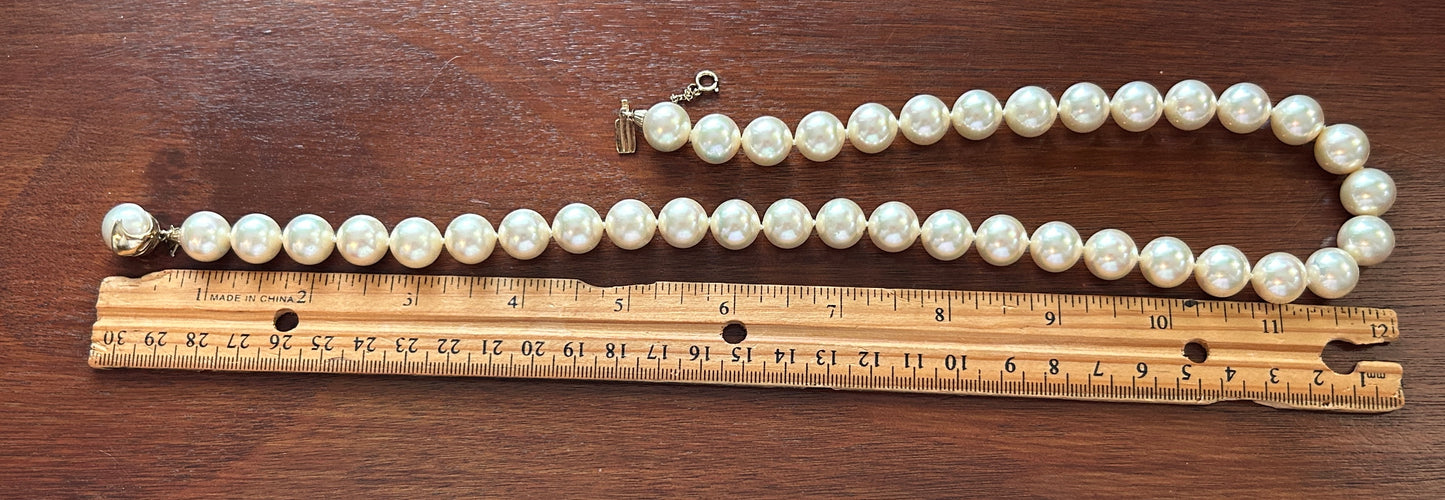 Vintage Majorica 12mm Faux Pearl Gold Vermeil Sterling Silver Necklace 20" Long