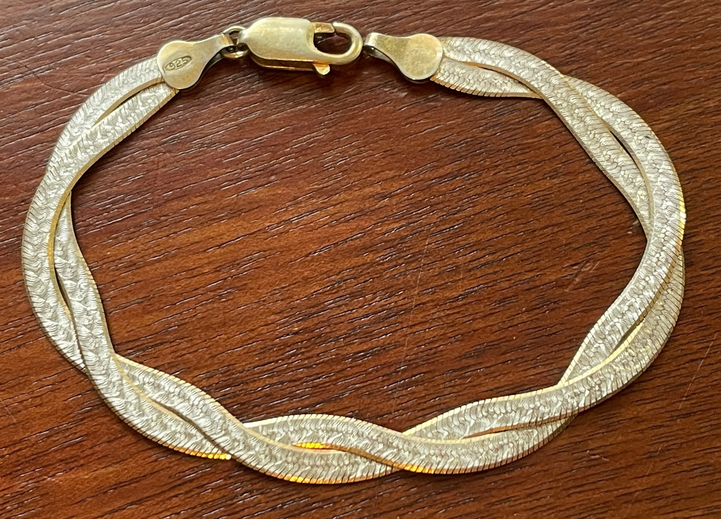 Sterling Silver 925 Twist Braid Herringbone Bracelet