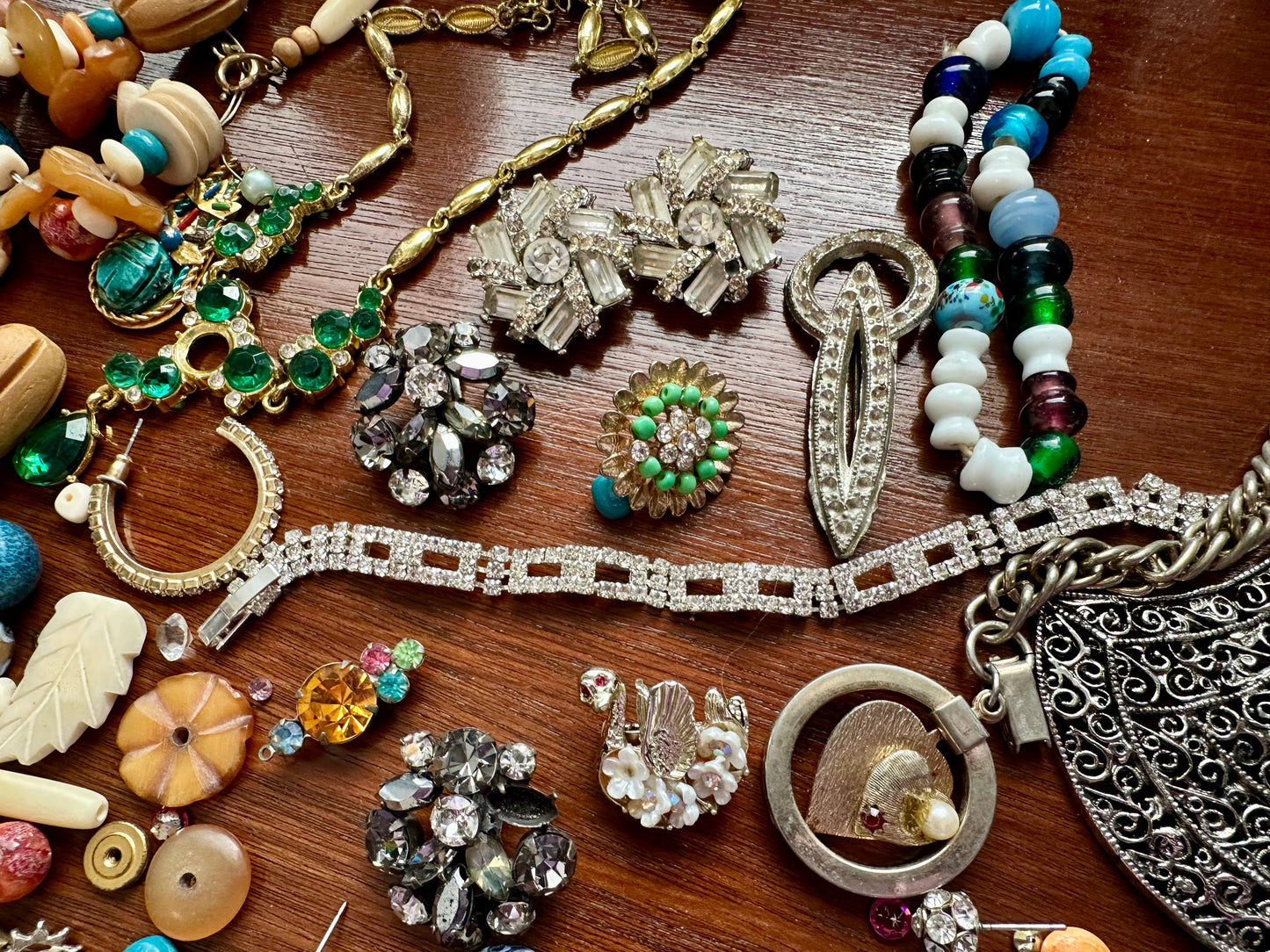 Vintage Jewelry Lot Rhinestone Bead Harvest Craft Cabochon Stone Broken