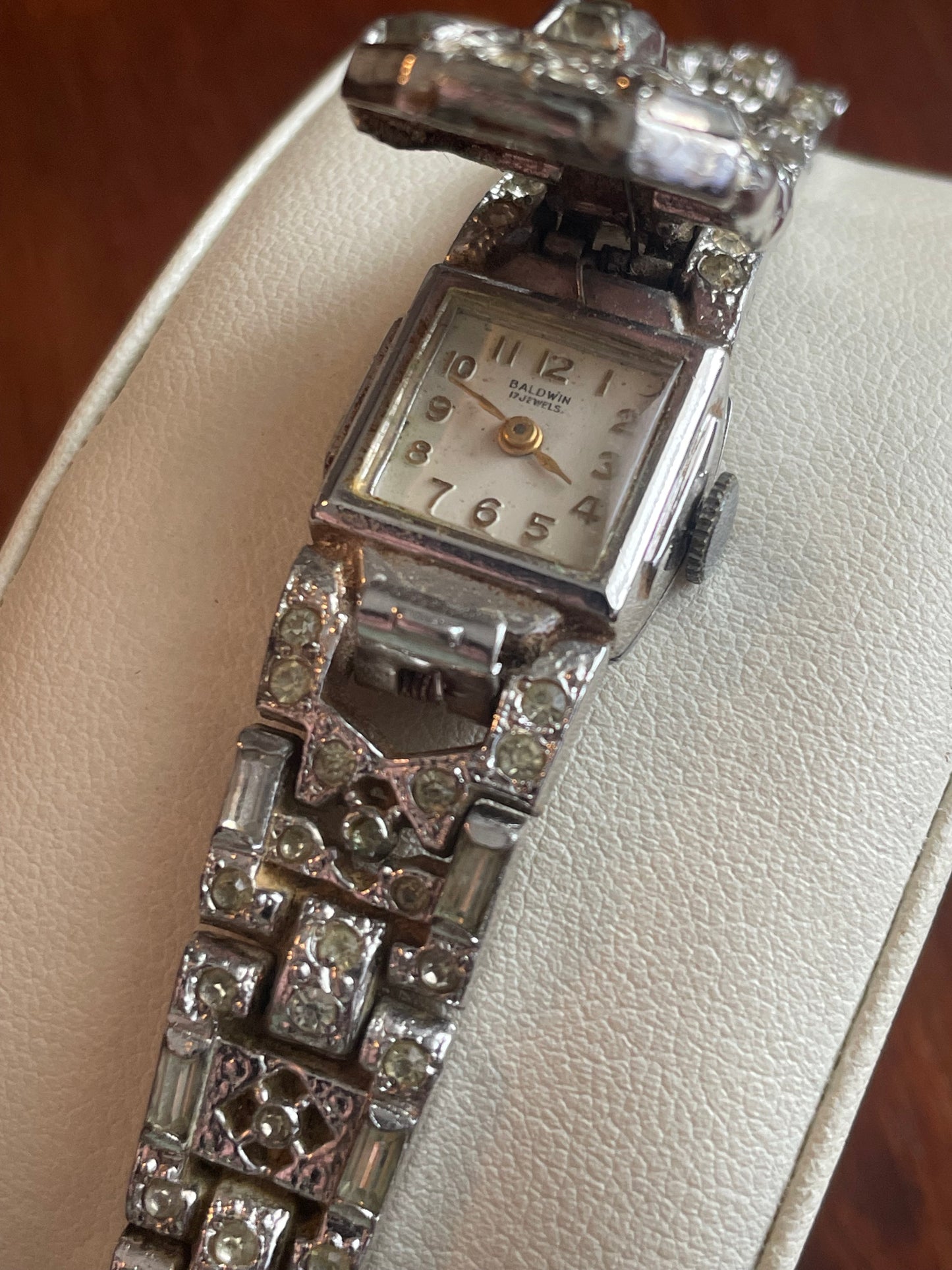 Vintage Art Deco Baldwin Women's Wrist Watch Silver Tone 17 Jewels