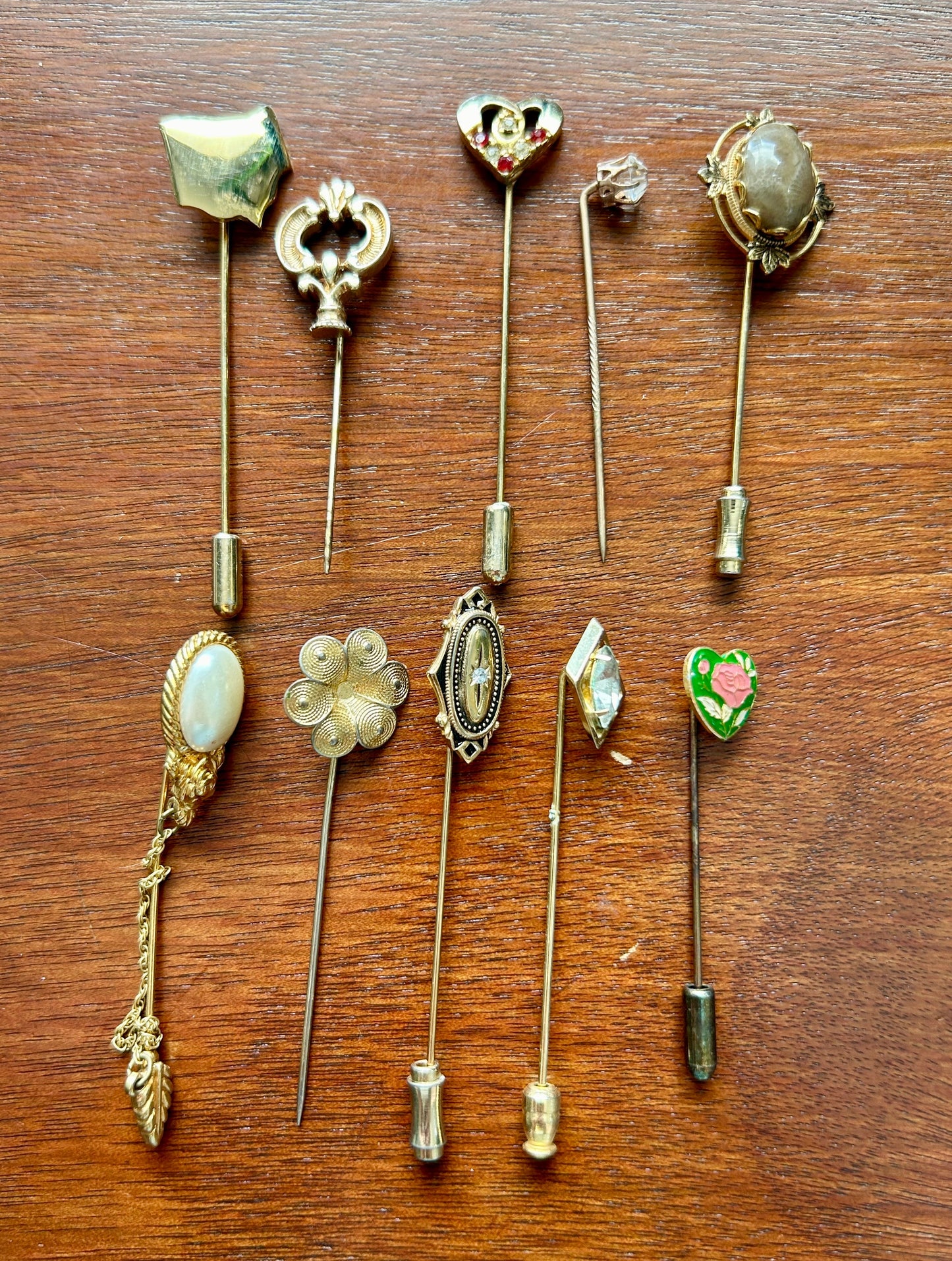 Vintage Lot of Hat Stick Pins Faux Pearl Rhinestone Avon Enamel Cabochon & More