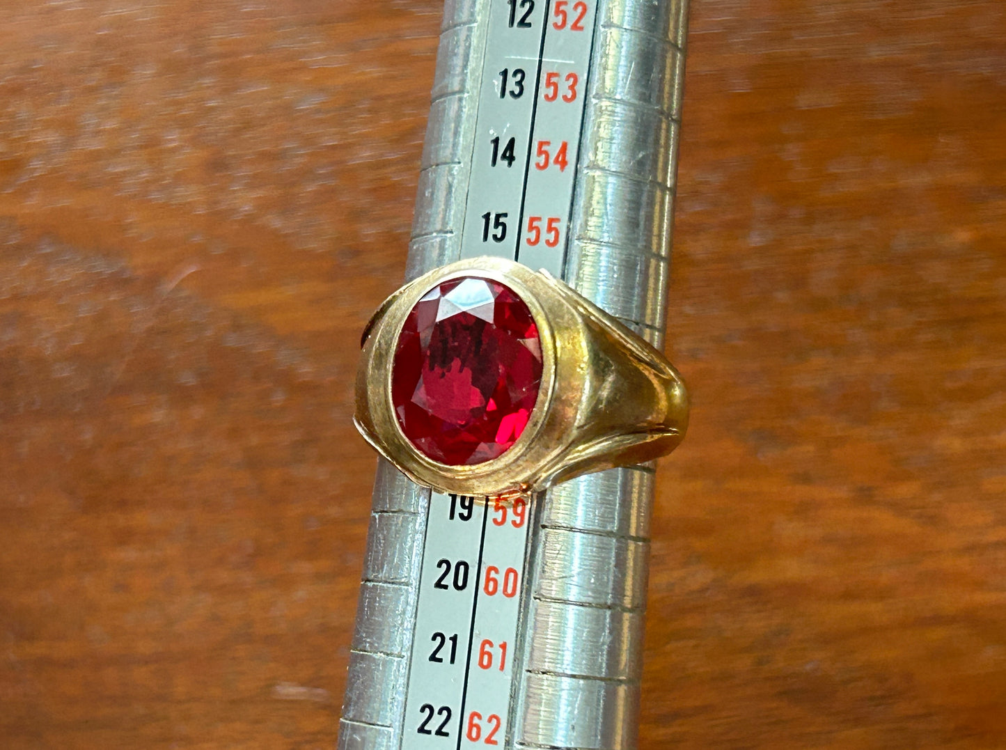 Vintage Men's Dason 10k Yellow Gold Simulated Ruby Signet Ring Sz 8