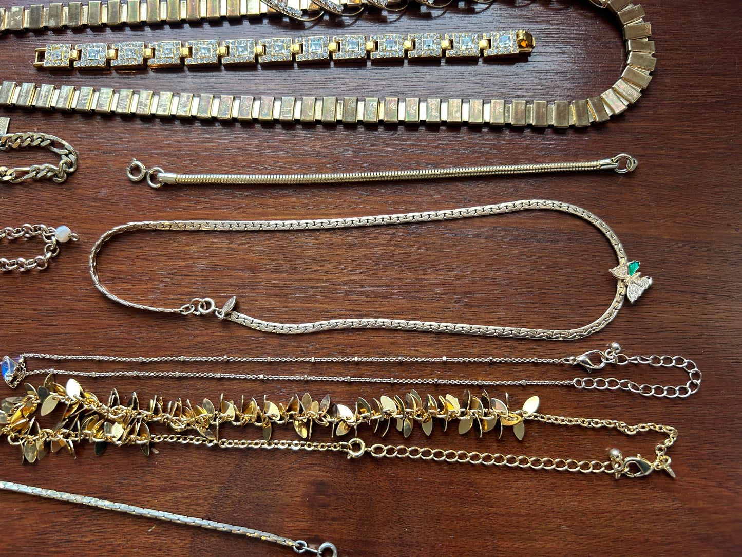 Vintage to Now Gold Tone Jewelry Lot Pendant Chain Necklaces Opal Rhinestones