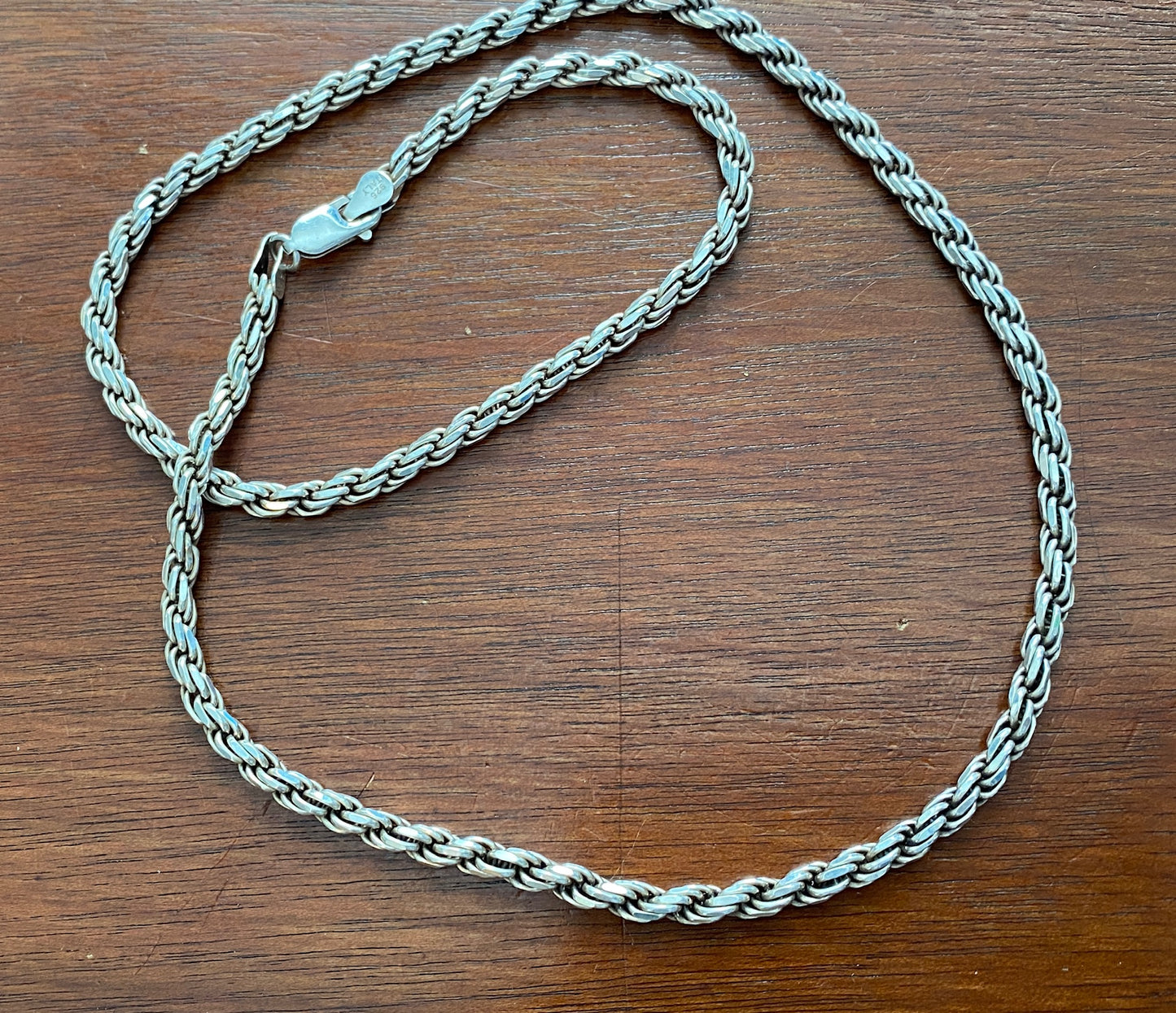 Sterling Silver 925 Twist Rope Chain Necklace 34g Heavy