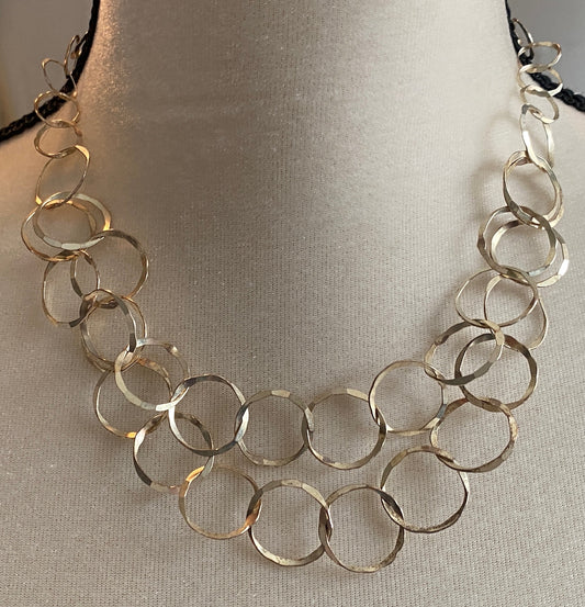 Finola Sterling Silver 925 Multistrand Interlocking Circle Necklace