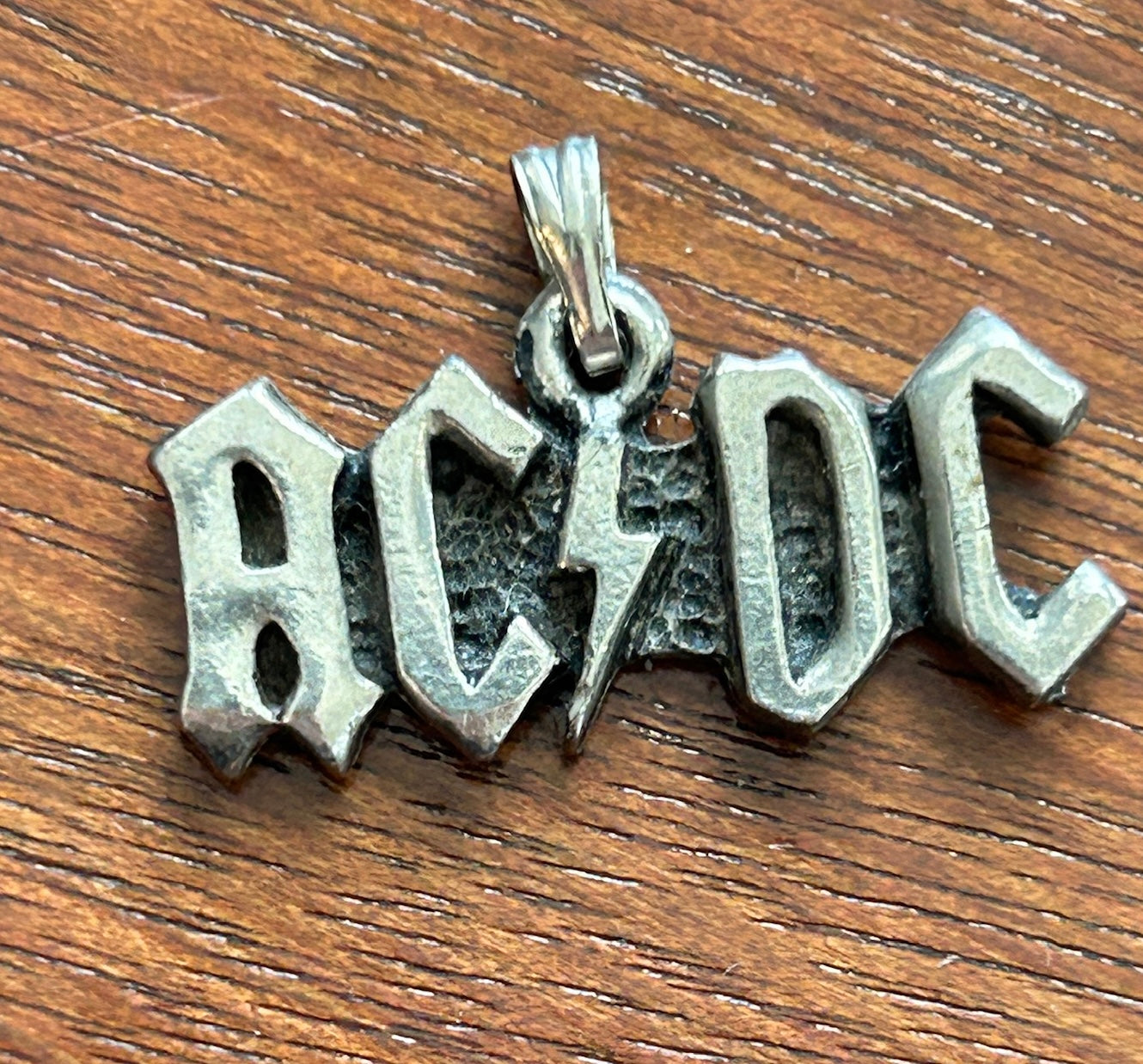 Vintage Silver Tone ACDC Band Logo Charm Pendant