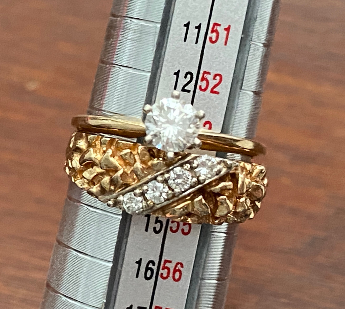 14k Yellow Gold Soldered .50ctw Diamond Wedding Set Sz 6.75