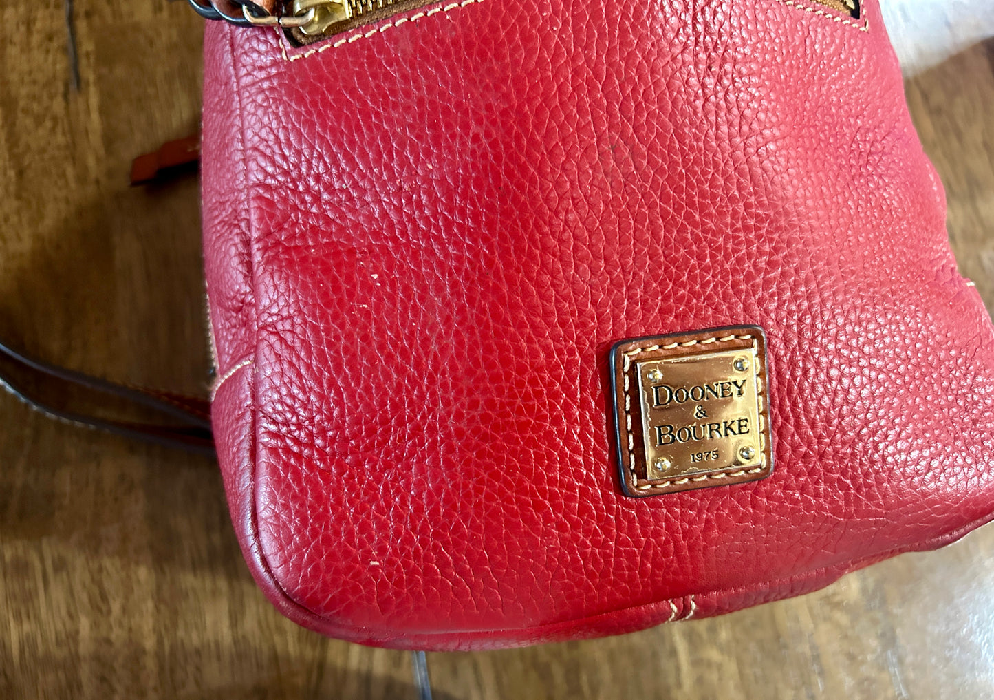 Ronnie Dooney & Bourke Small Red Pebbled Leather Backpack Purse