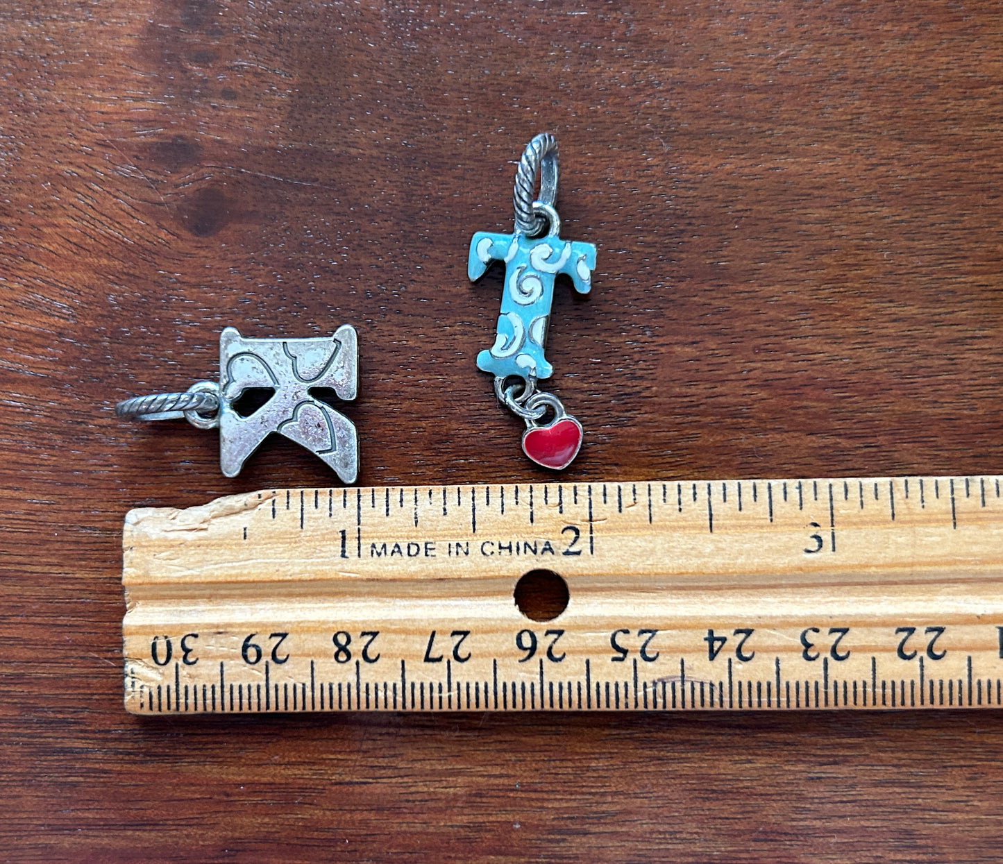 Brighton Whimsical Alphabet Letter Charm Lot Silver Tone Enamel Heart K & T