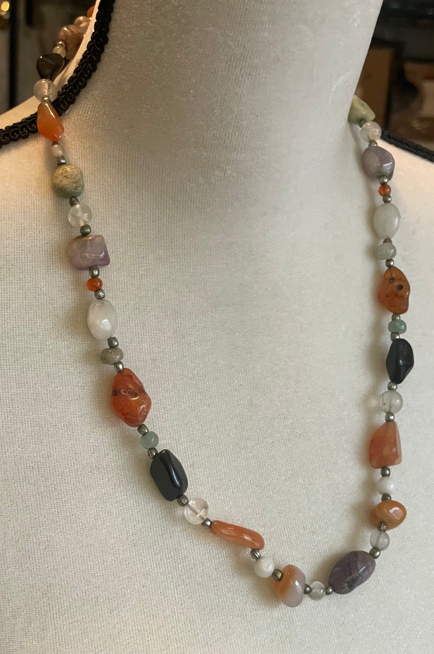 Multi Colored Polished Agate Stone Necklace