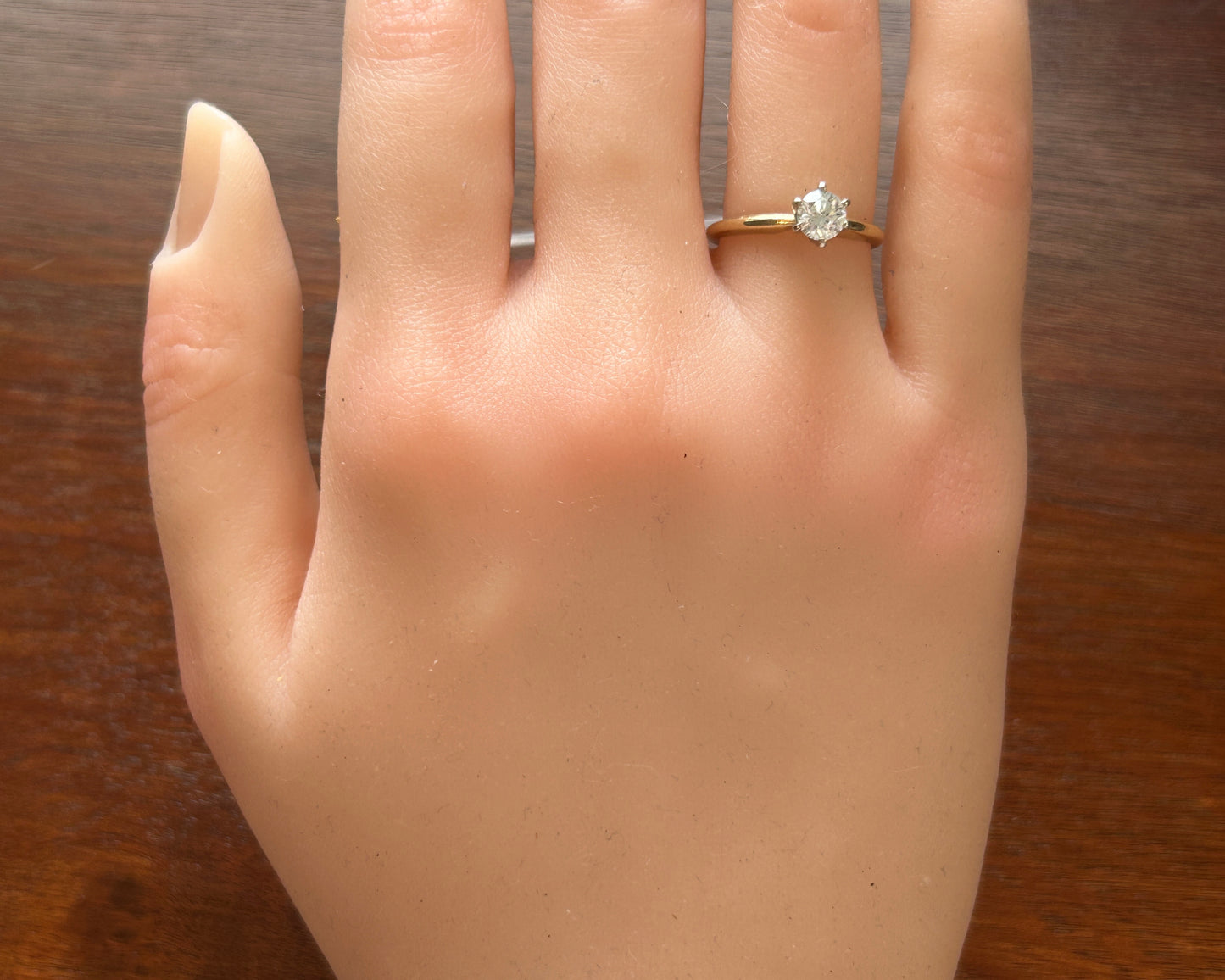 Vintage 14k Yellow Gold .46ct Round Diamond Solitaire Engagement Ring Sz 5.25