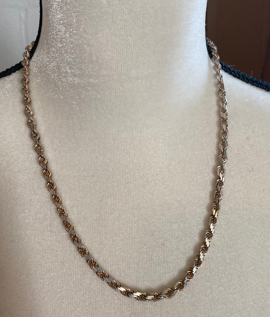 Sterling Silver 925 Twist Chain Necklace 20" Long x 4mm Wide