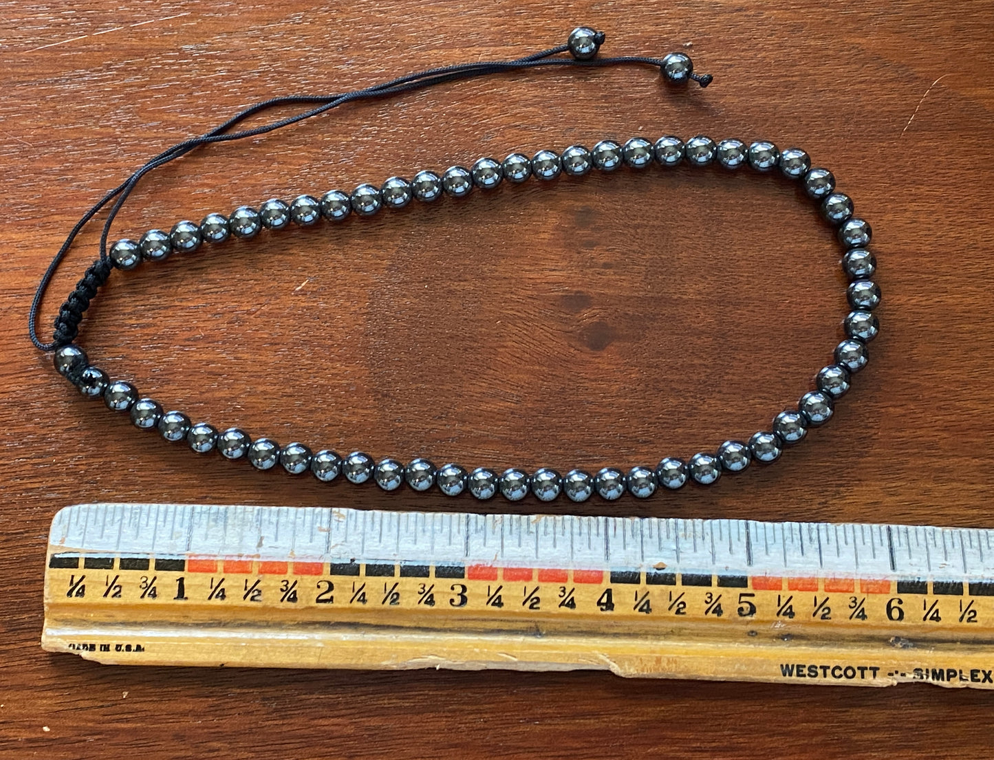 Adjustable Polished Round Hematite Bead Choker Necklace