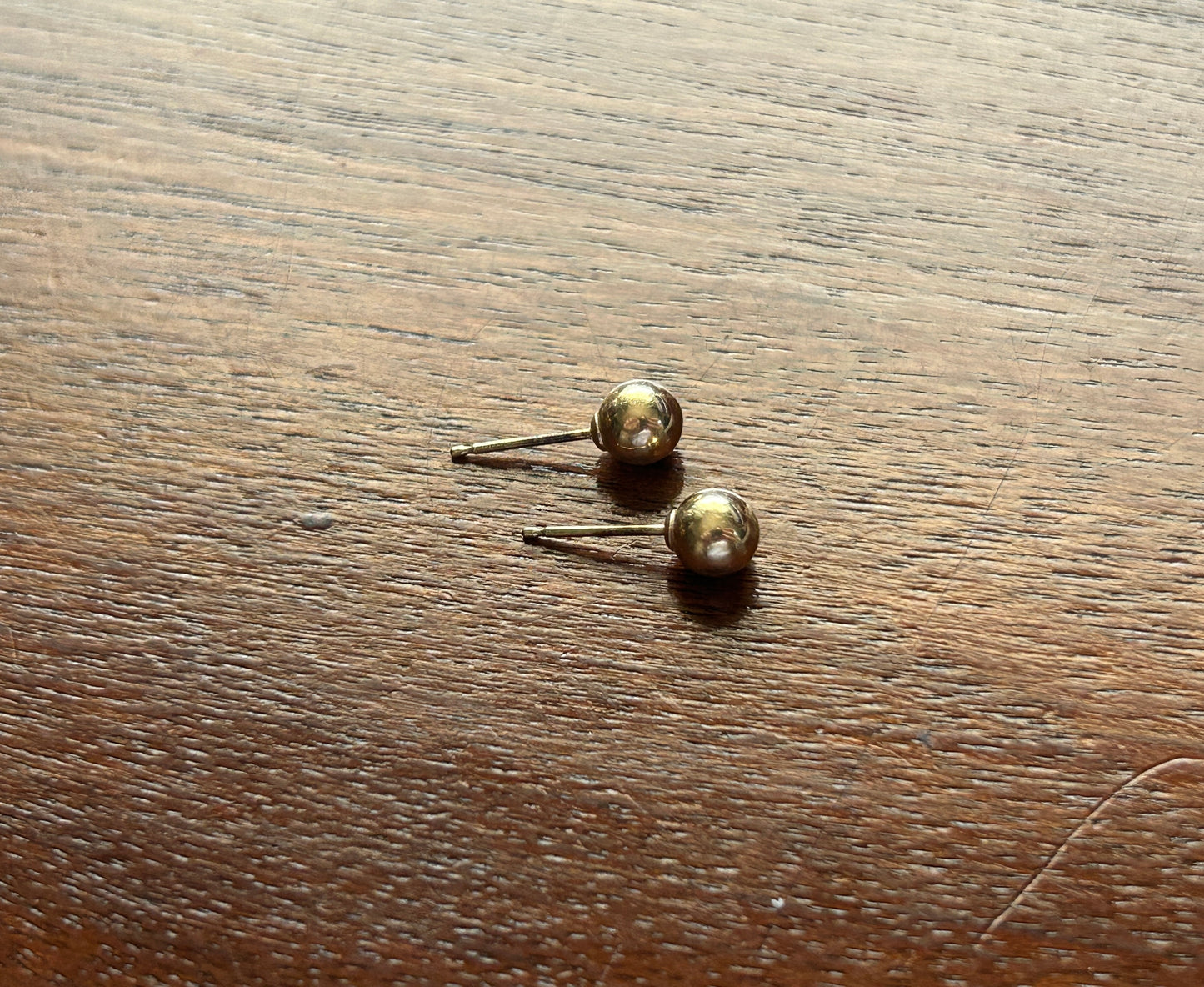 14k Yellow Gold 5mm Ball End Bead Stud Pierced Earrings