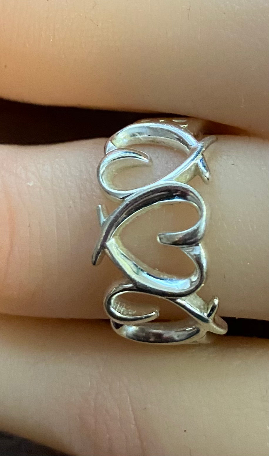 LA Rocks Sterling Silver 925 Mother Daughter Heart Ring Band Sz 8