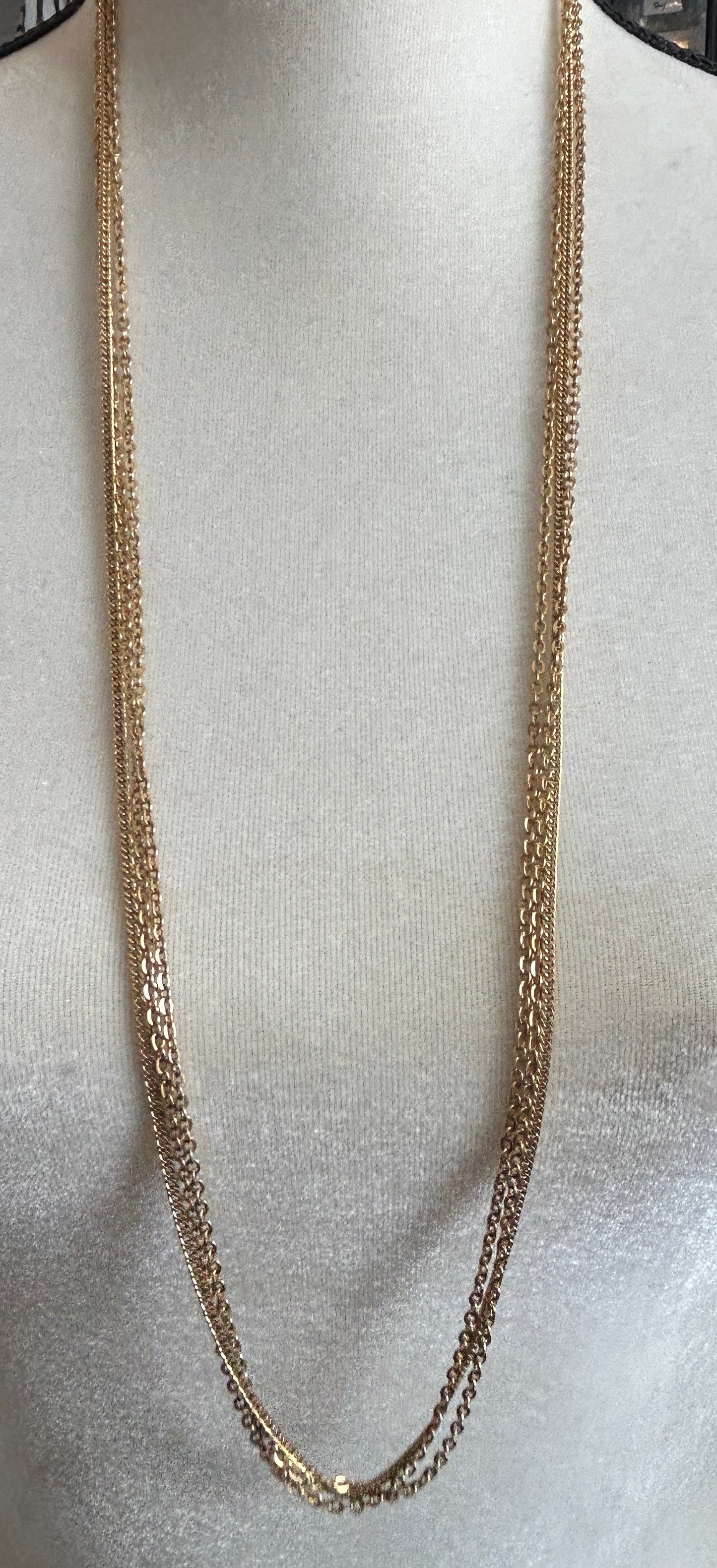 Vintage Gold Tone Multistrand Chain Long Necklace