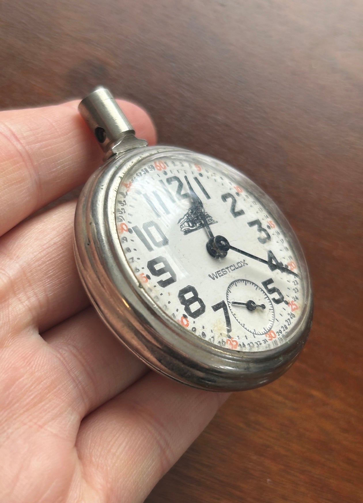 Vintage Westclox Stopwatch Locomotive Train Design AS IS For Parts