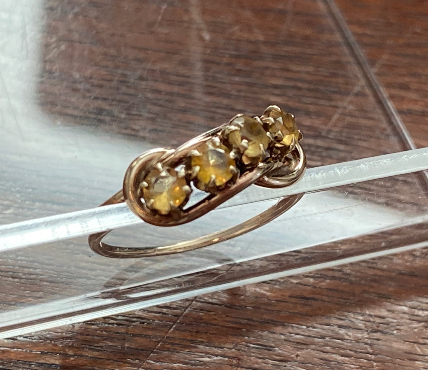 Vintage 10k Yellow Gold Prong Set Citrine Ring Sz 4.25