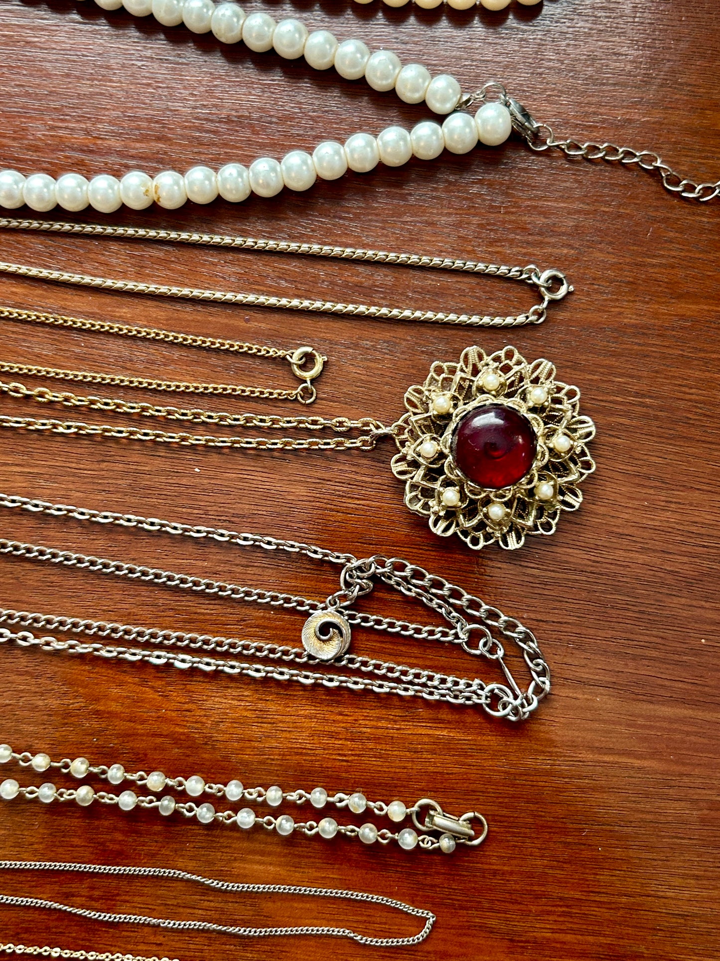 Vintage to Now Victorian Style Jewelry Lot Pendant Necklaces Faux Pearl Beaded