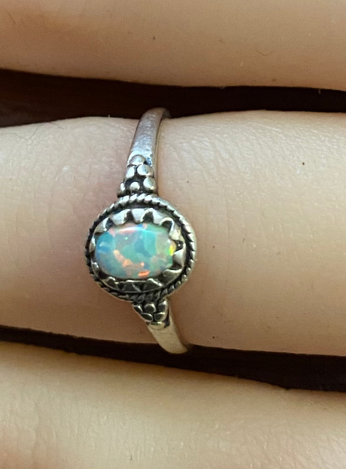 Sterling Silver 925 Opal Ring Sz 4