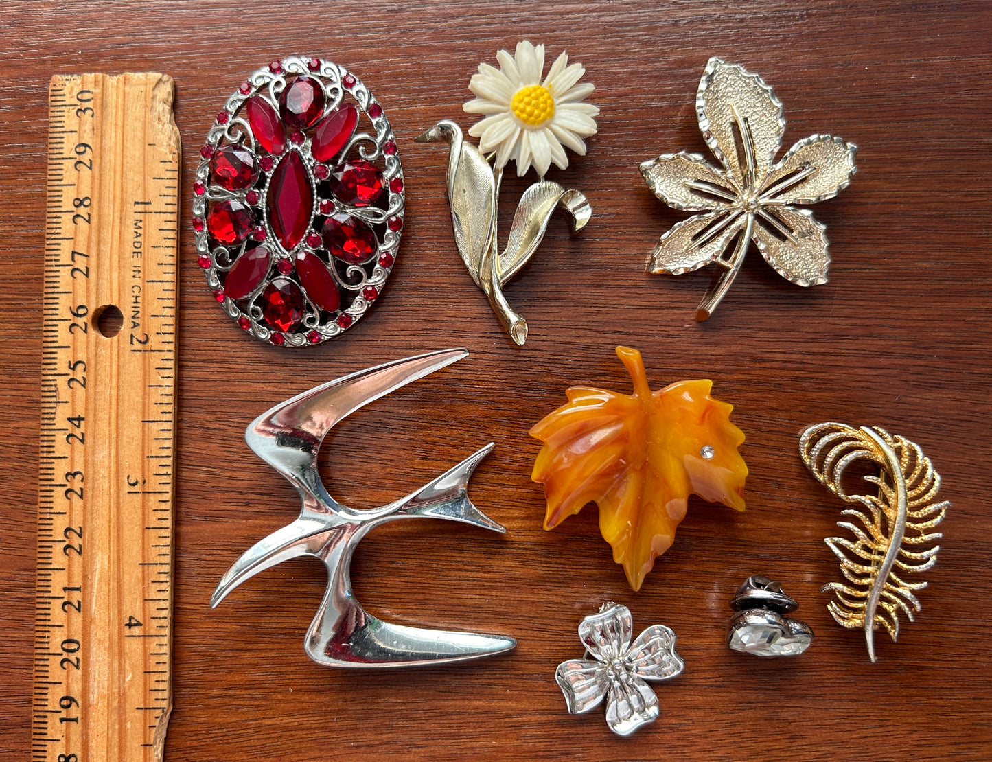 Vintage Lot of Designer Signed Brooches Avon Sarah Coventry Monet Flowers Bird