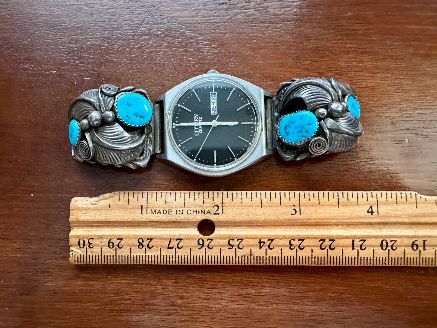 Vintage Signed Jim Yazzie Sterling Silver 925 Turquoise Navajo Watch Band