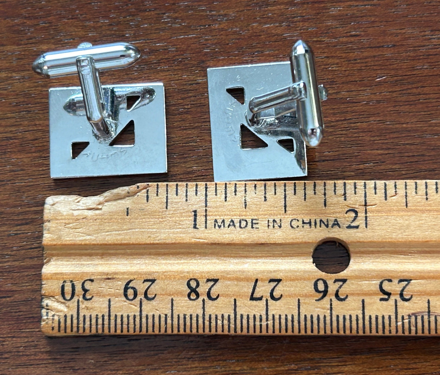 Vintage MCM Signed Swank Silver Tone Martini Cut Out Cufflinks Cuff Links