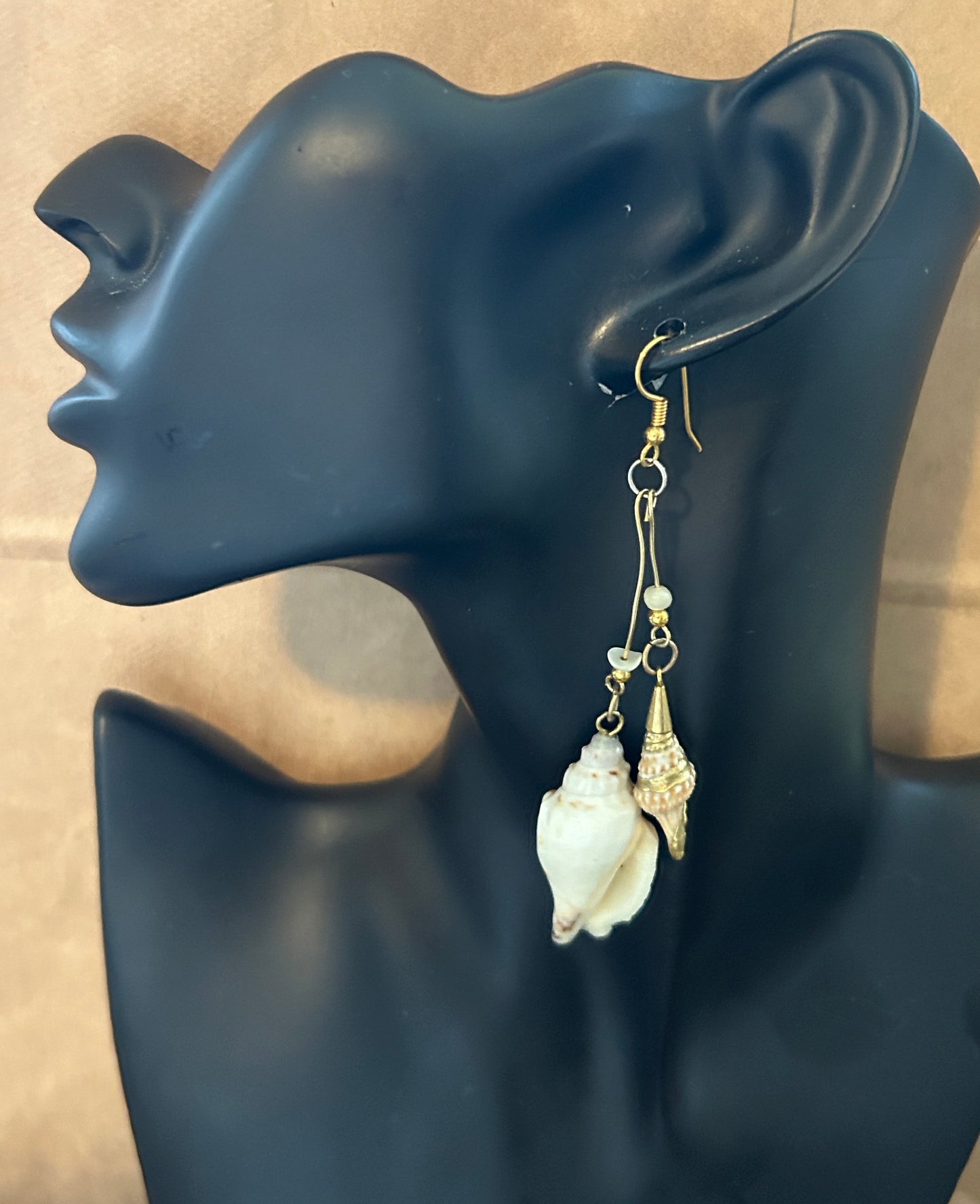 Long Dangle Drop Real Shell Earrings Pierced