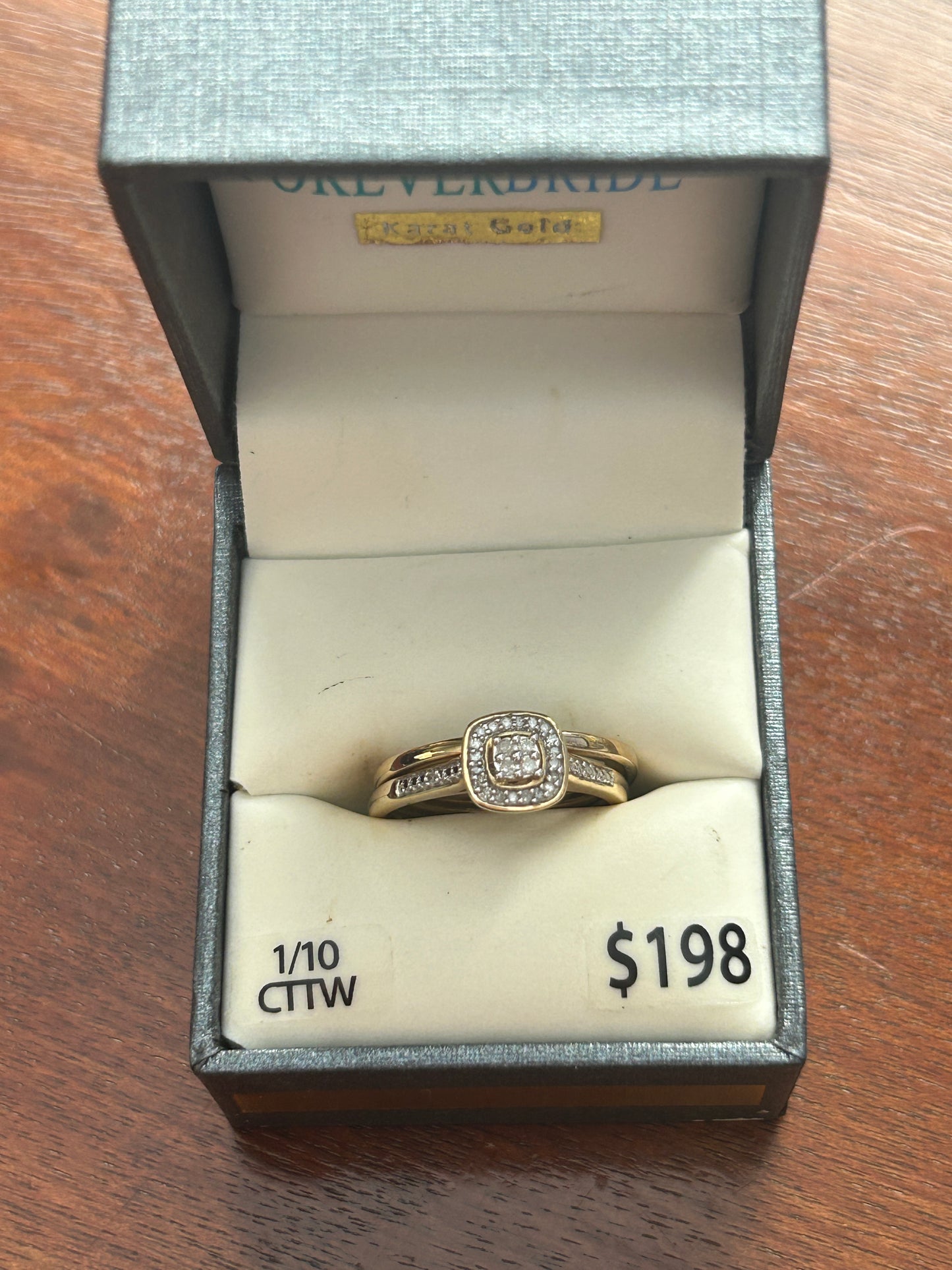 Forever Bride 10k Yellow Gold 1/10ctw Diamond Wedding Engagement Ring Sz 6.75