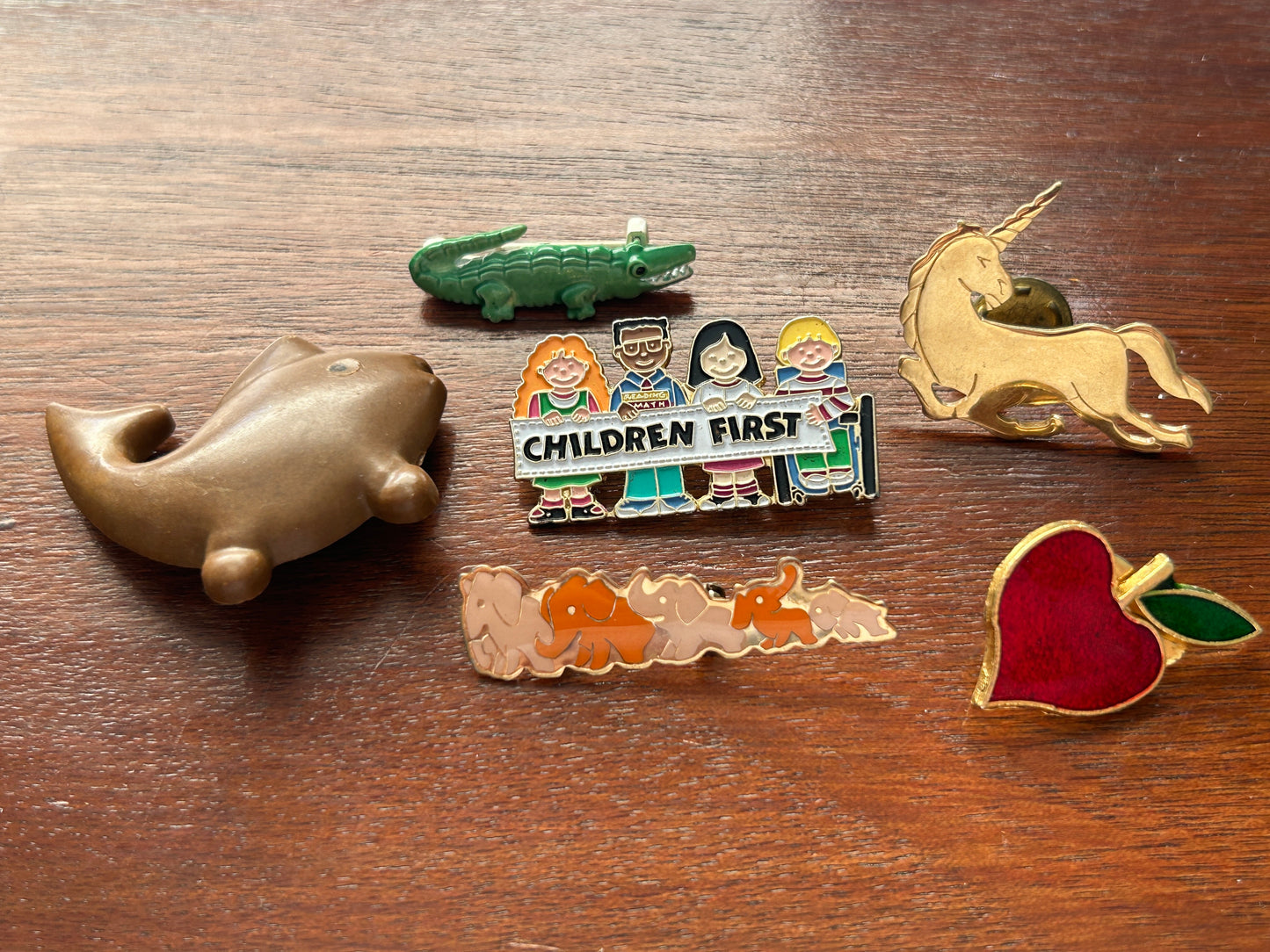 Vintage Cute Sweet Brooch Pin Lot Whale Unicorn Elephants Enamel Plastic & More