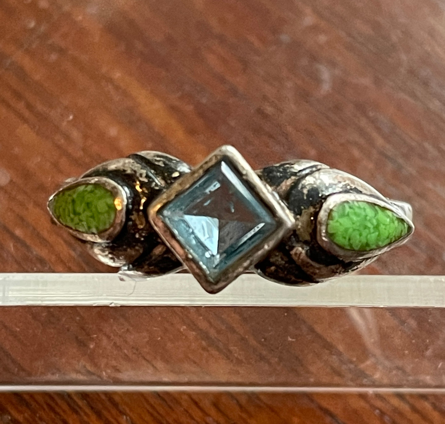 Vintage Avon Topaz & Australian Lime Sterling Silver 925 Ring Sz 8.75