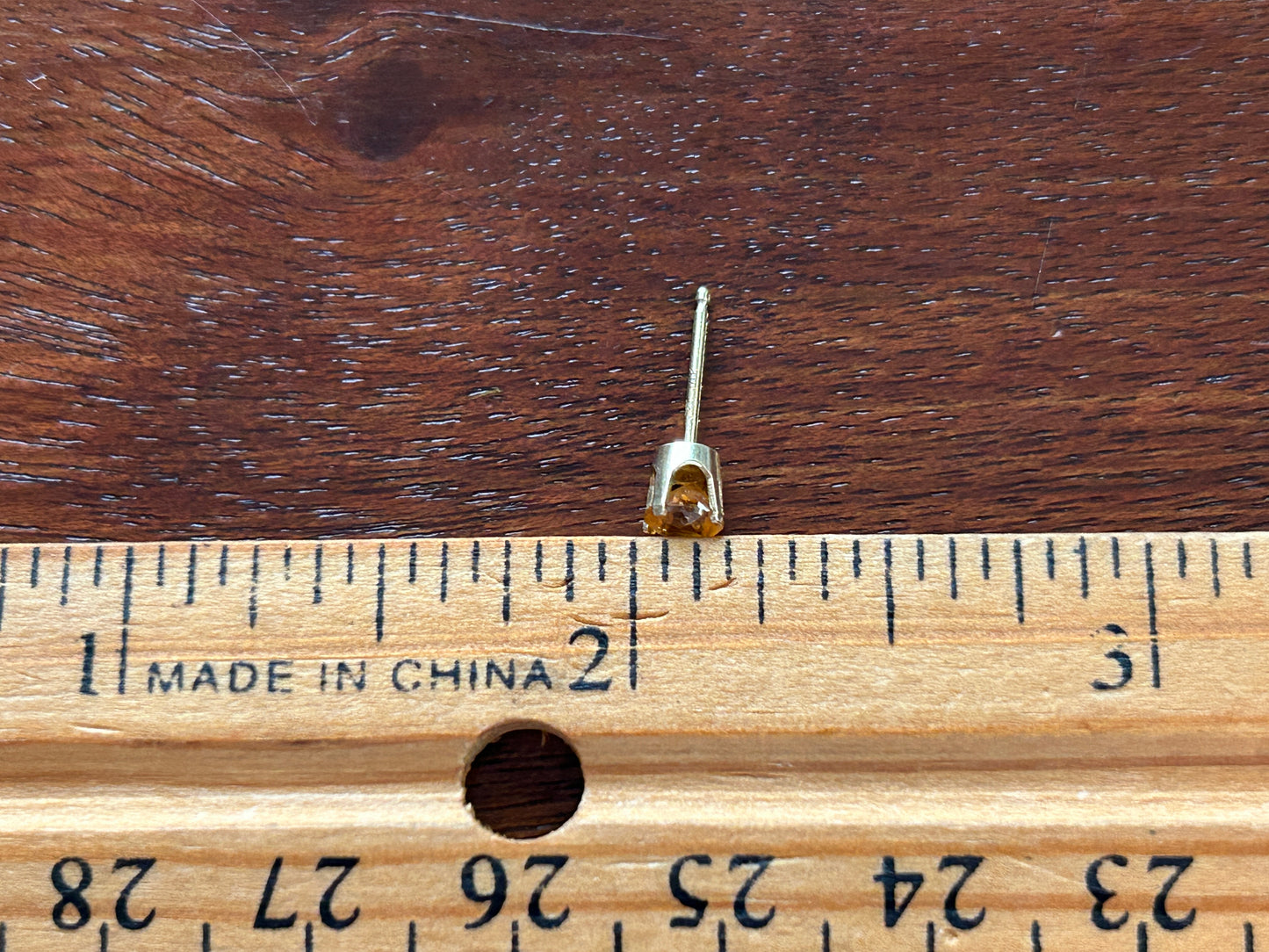 14k Yellow Gold .25ct Citrine Solitaire SINGLE Stud Post Pierced Earring