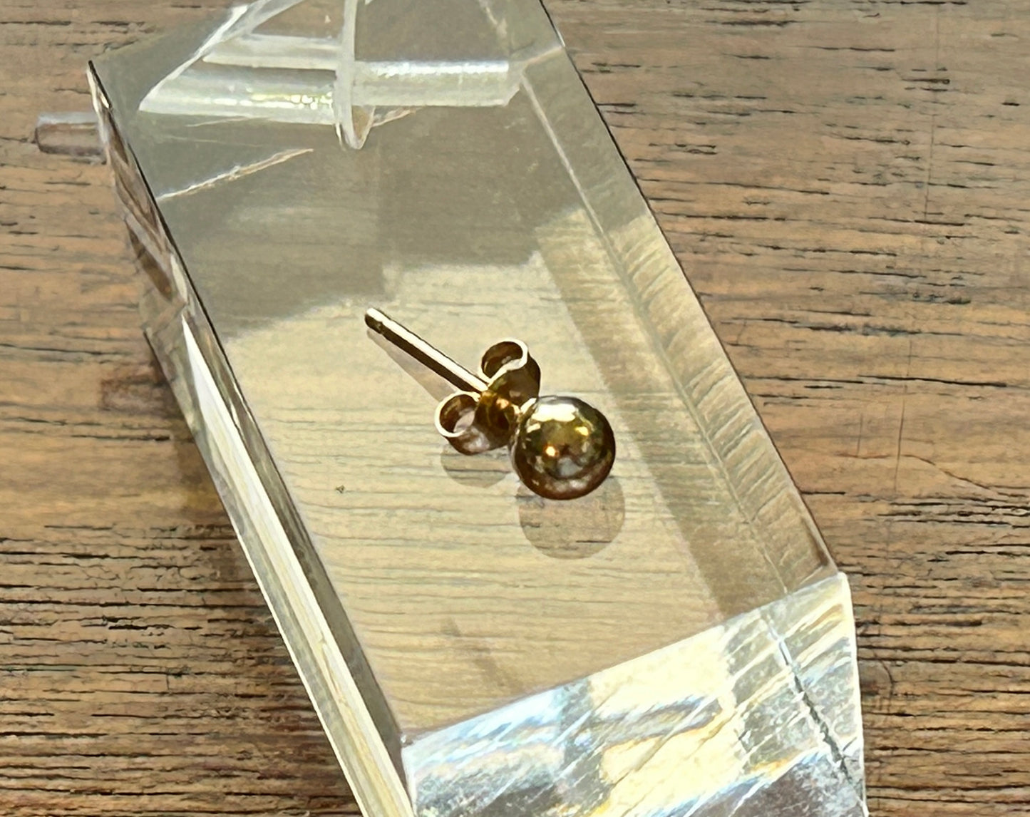 14k Yellow Gold SINGLE Ball Bead Stud Pierced Earring