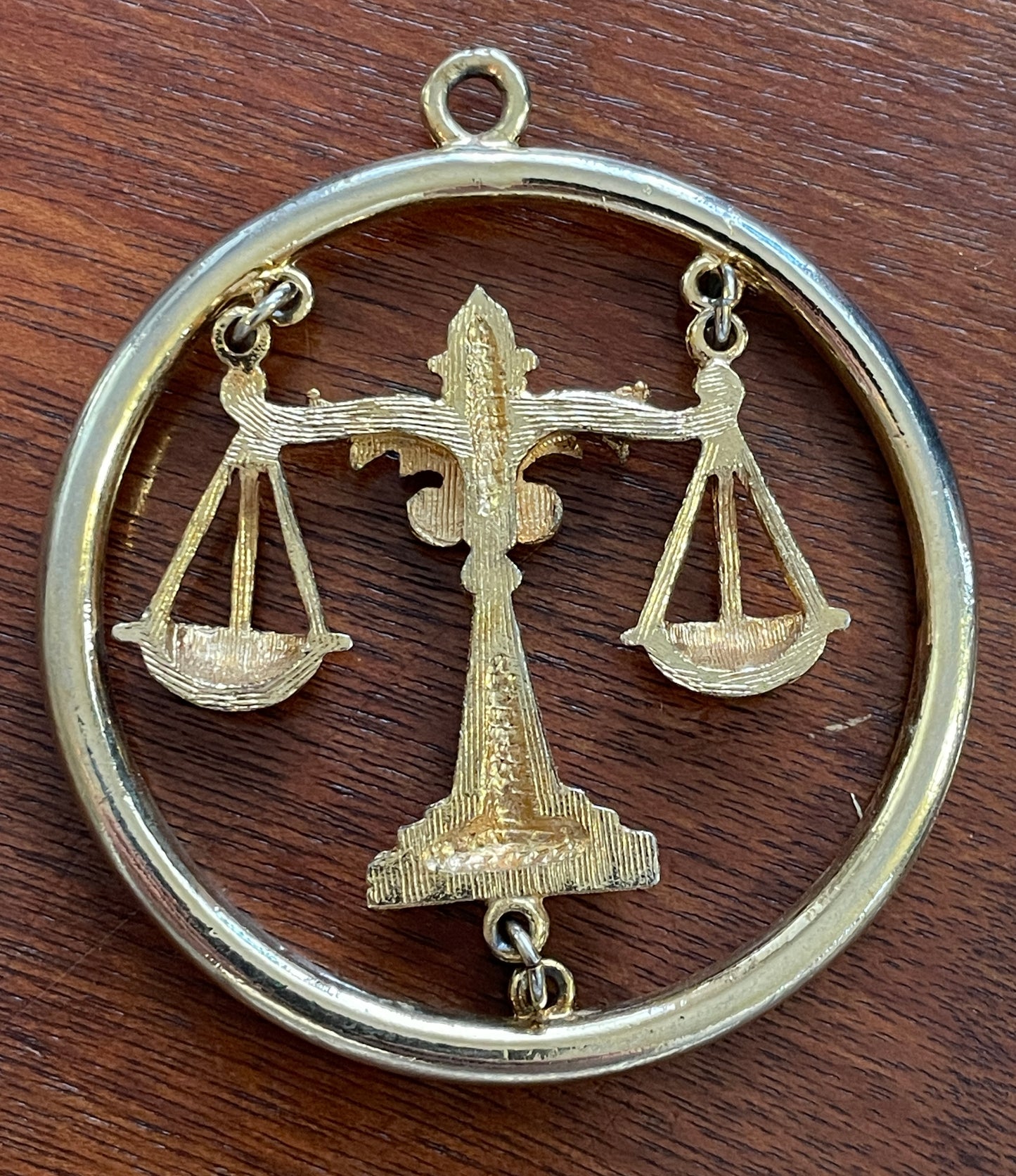 Vintage Large Gold Tone Hanging Scales Pendant