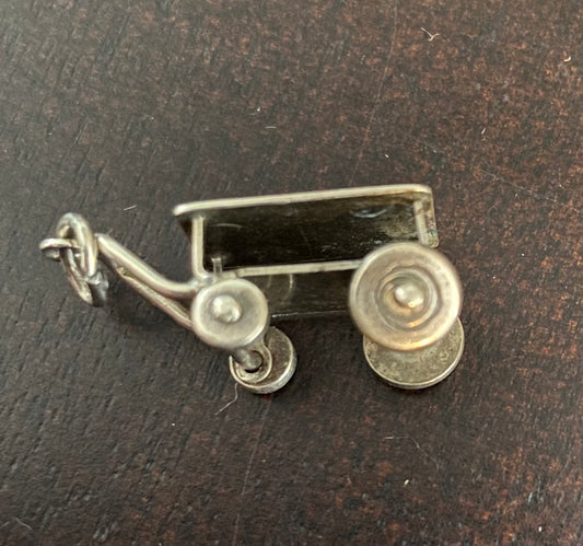 Sterling Silver 925 Cart Wagon Charm Moving Wheels