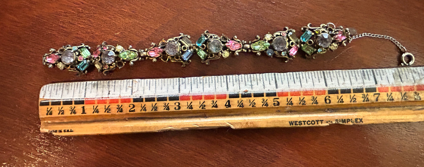 Vintage 50's Holly Craft Signed Rhinestone Bracelet MISSING RHINESTONES