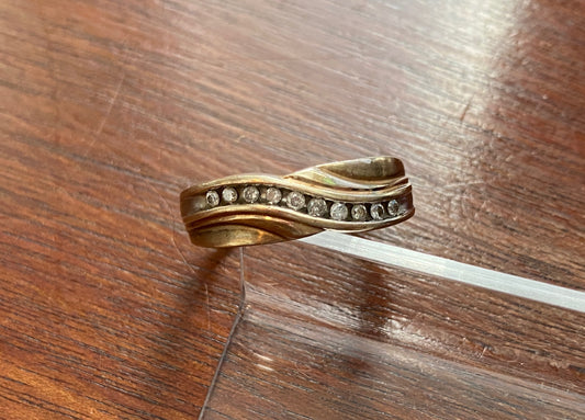 10k Yellow Gold Channel Set .15ctw Diamond Ring Sz 9.75