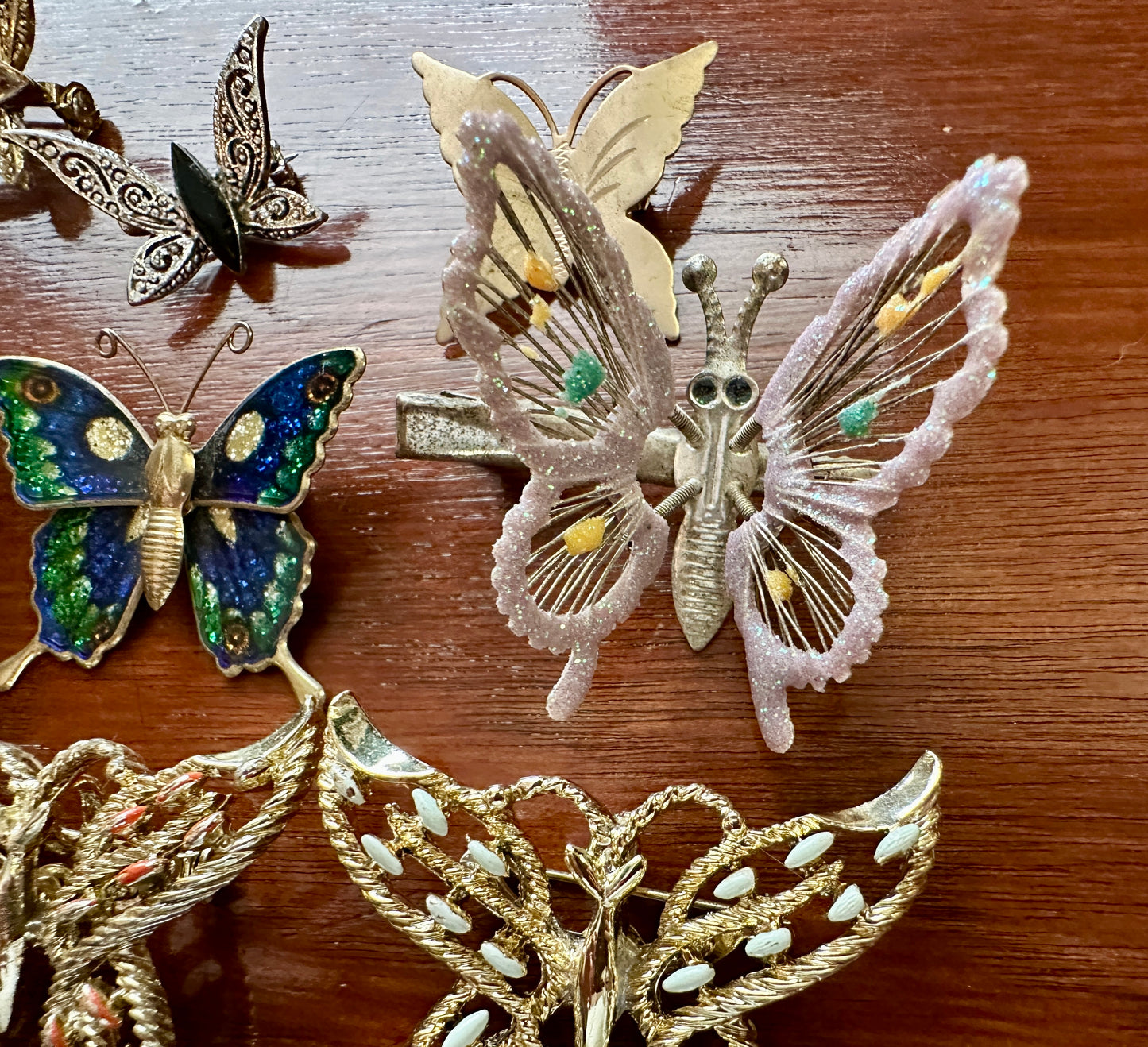 Vintage Butterfly Dragonfly Brooch Pin Lot Enamel Gold Silver Tone Rhinestone