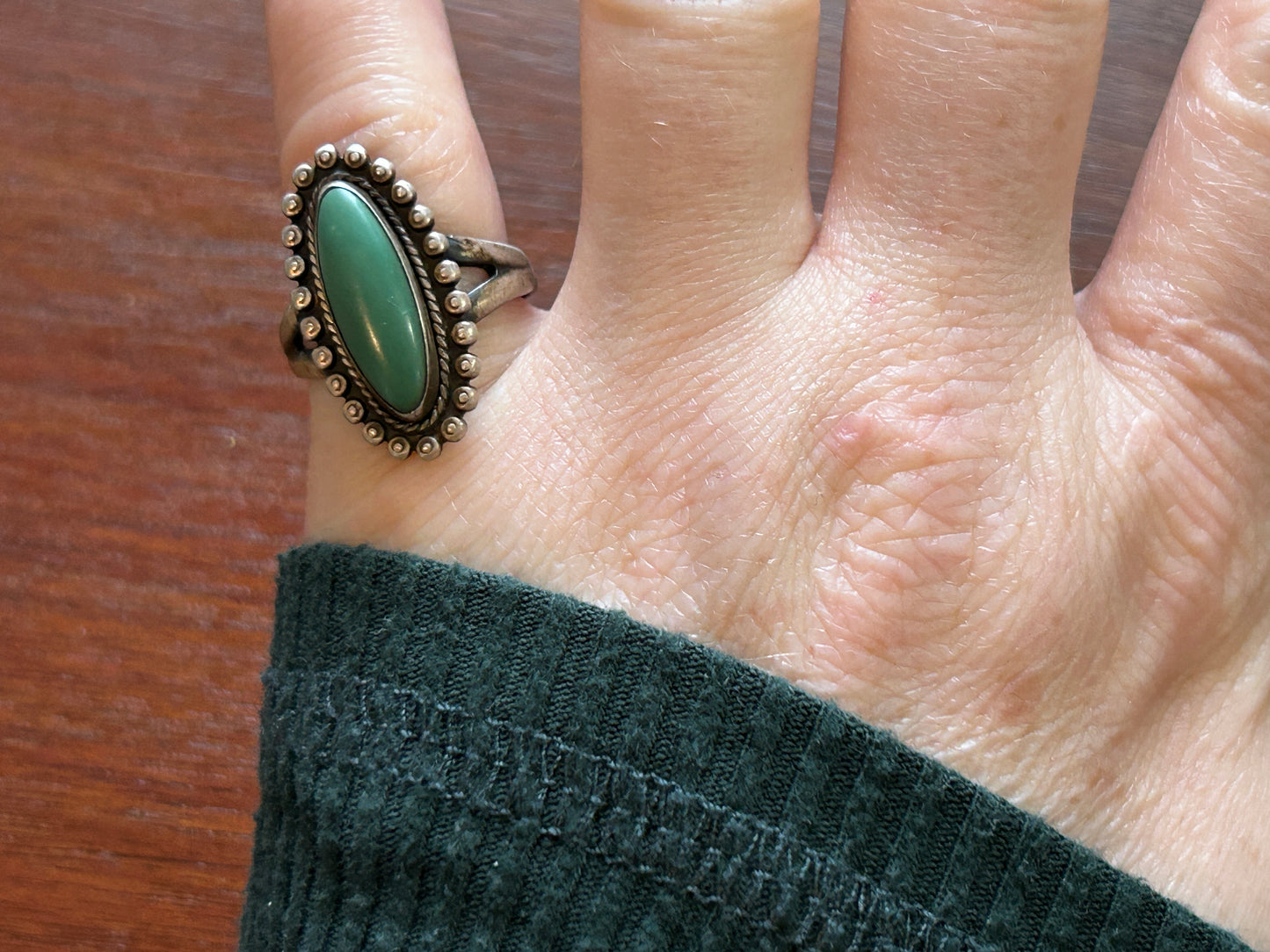 Vintage Bell Trading Post Sterling Silver 925 Green Turquoise Ring Sz 6.25