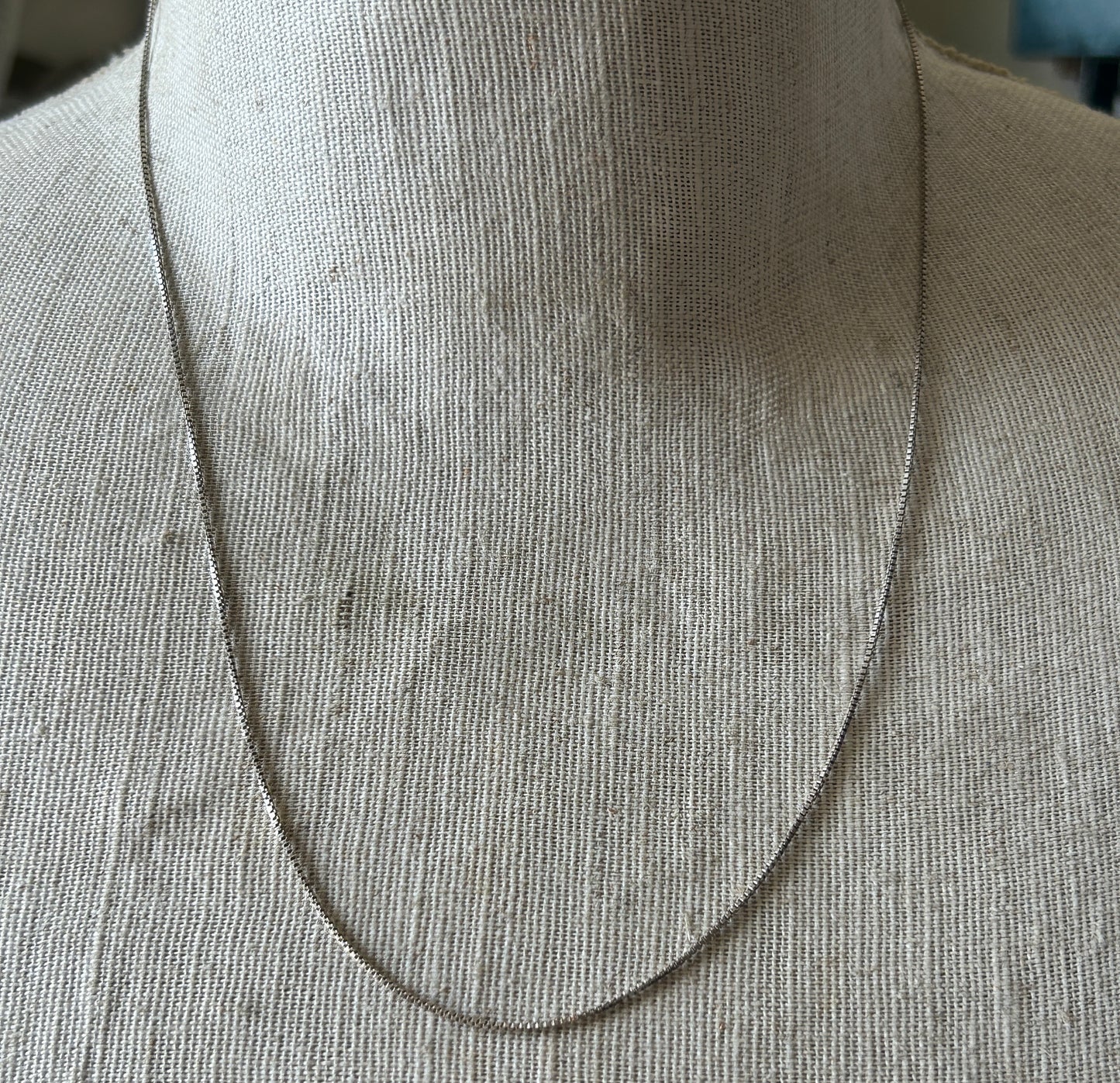 Sterling Silver 925 Box Chain Necklace 20" Long x 1mm