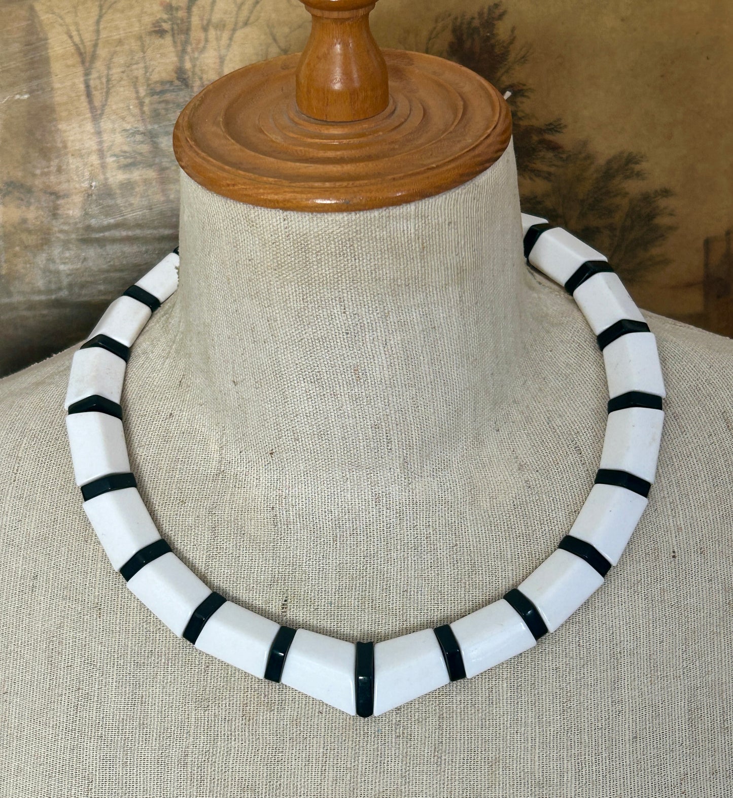 Vintage Black & White Chunky Bead Statement Jewelry Lot Necklace Bracelet
