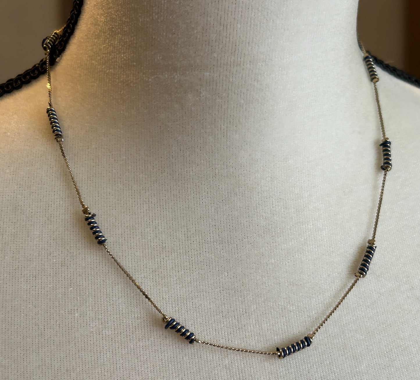 Gold Tone Chain Black Wire Necklace