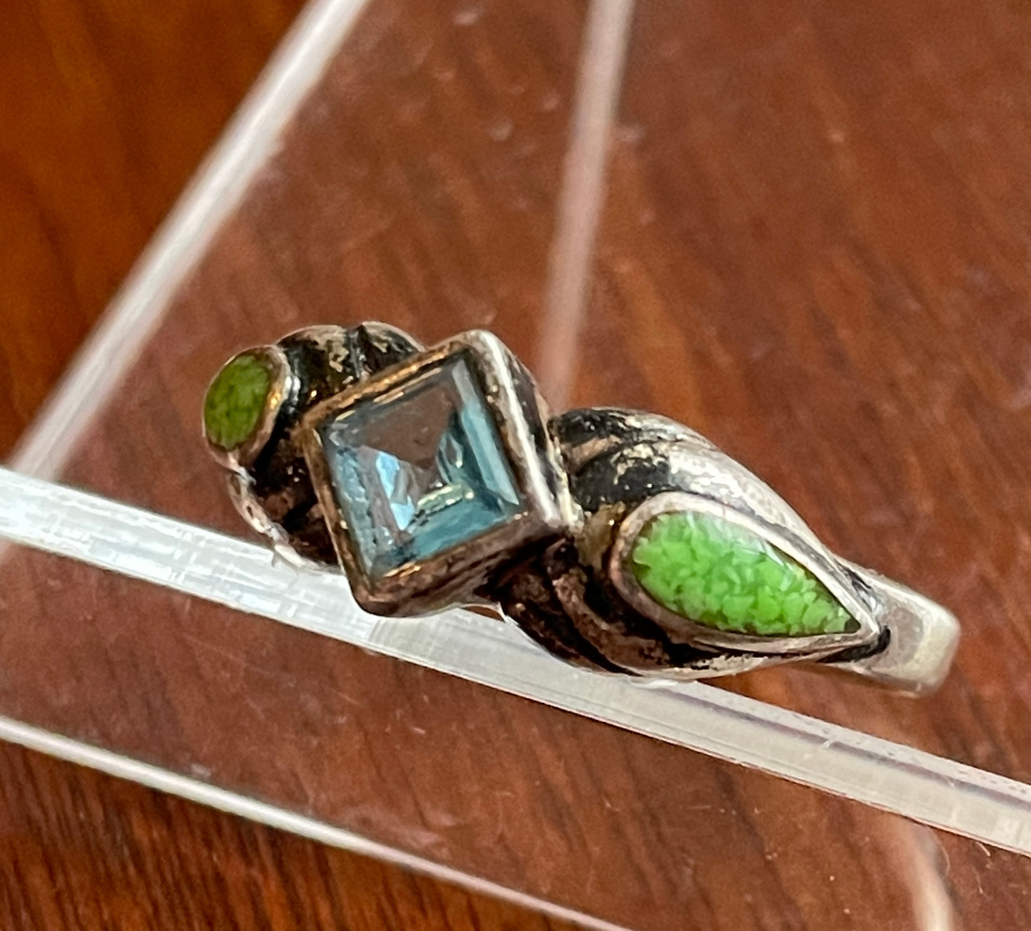 Vintage Avon Topaz & Australian Lime Sterling Silver 925 Ring Sz 8.75