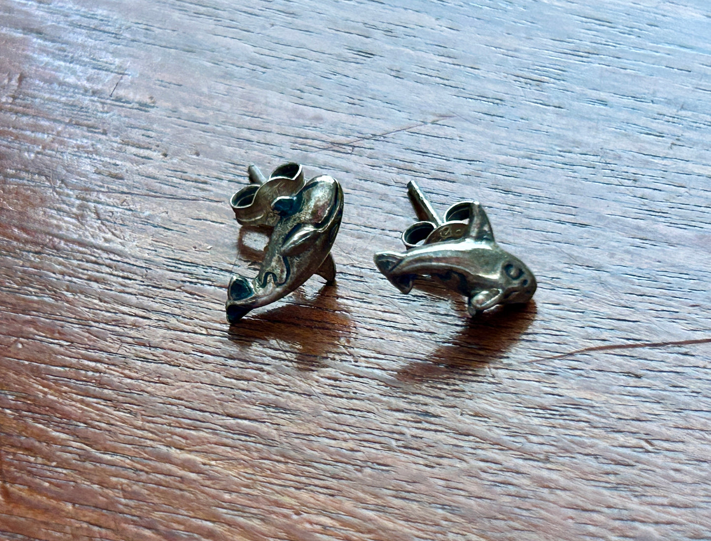 Sterling Silver 925 Whale Stud Pierced Earrings