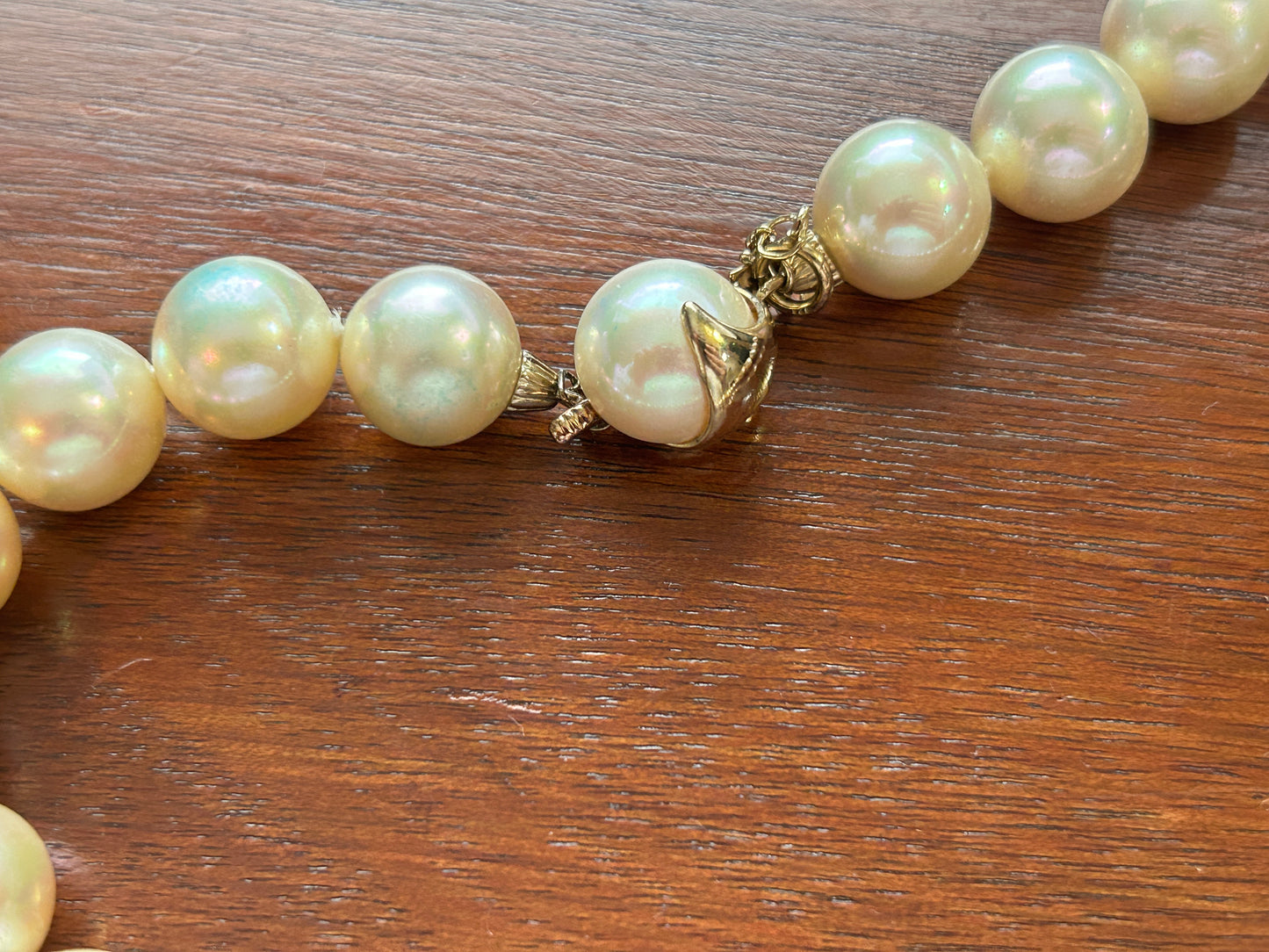 Vintage Majorica 12mm Faux Pearl Gold Vermeil Sterling Silver Necklace 20" Long