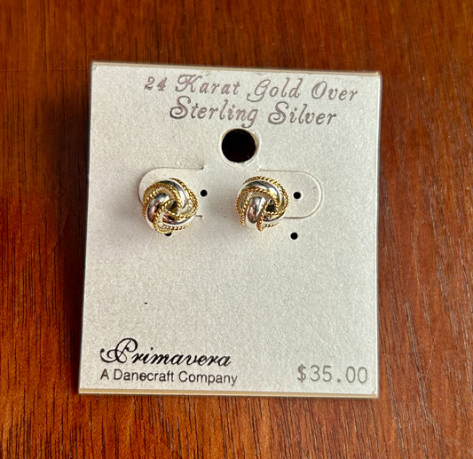 Primavera by Danecraft 24k Yellow Gold over Sterling Silver Knot Stud Earrings