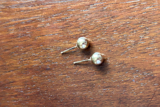 14k Yellow Gold 5mm Ball End Bead Stud Pierced Earrings