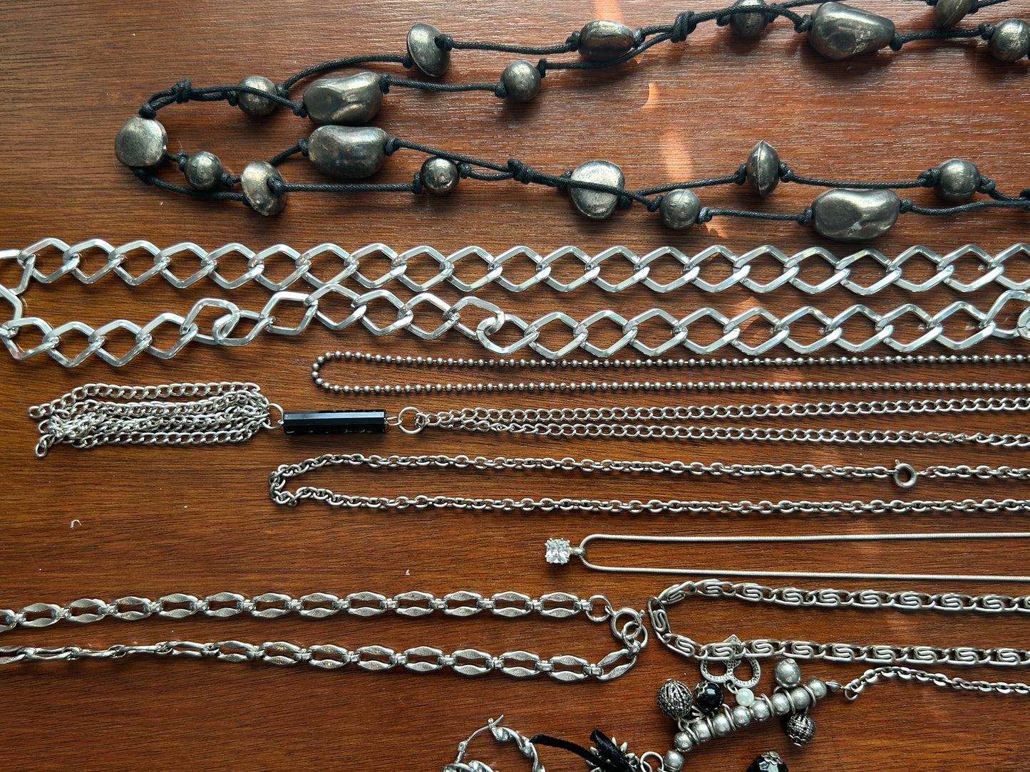 Lot of Vintage To Now Jewelry Necklace Earrings Silver Tone Black Pendant Bead